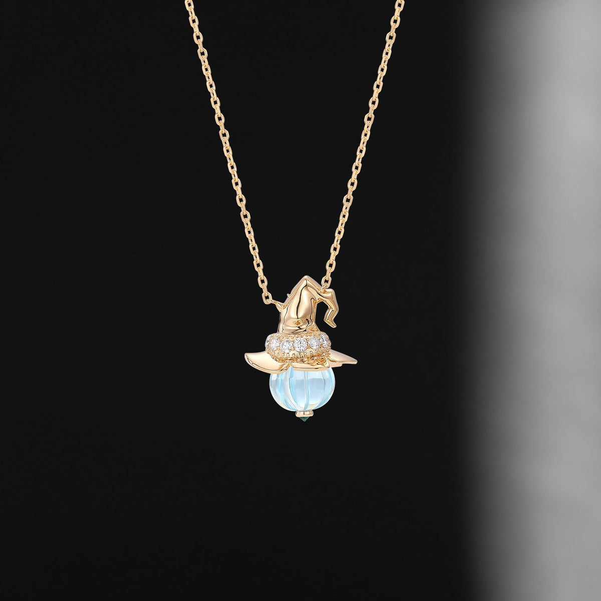 Natural Aquamarine Pumpkin Shaped Halloween Gothic Pendant Necklace - The Wicked Pumpkin