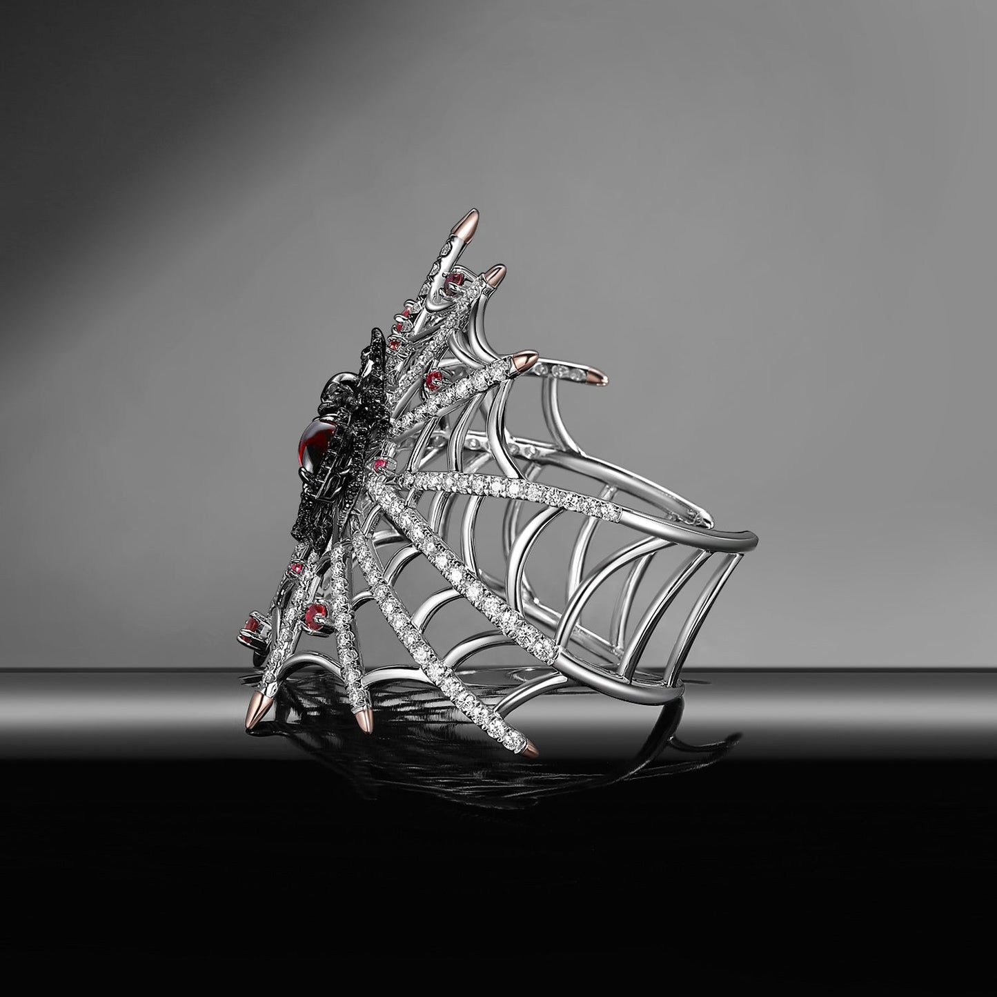 Unique Gothic Spider Web Inspired Garnet Bracelet Halloween Gift