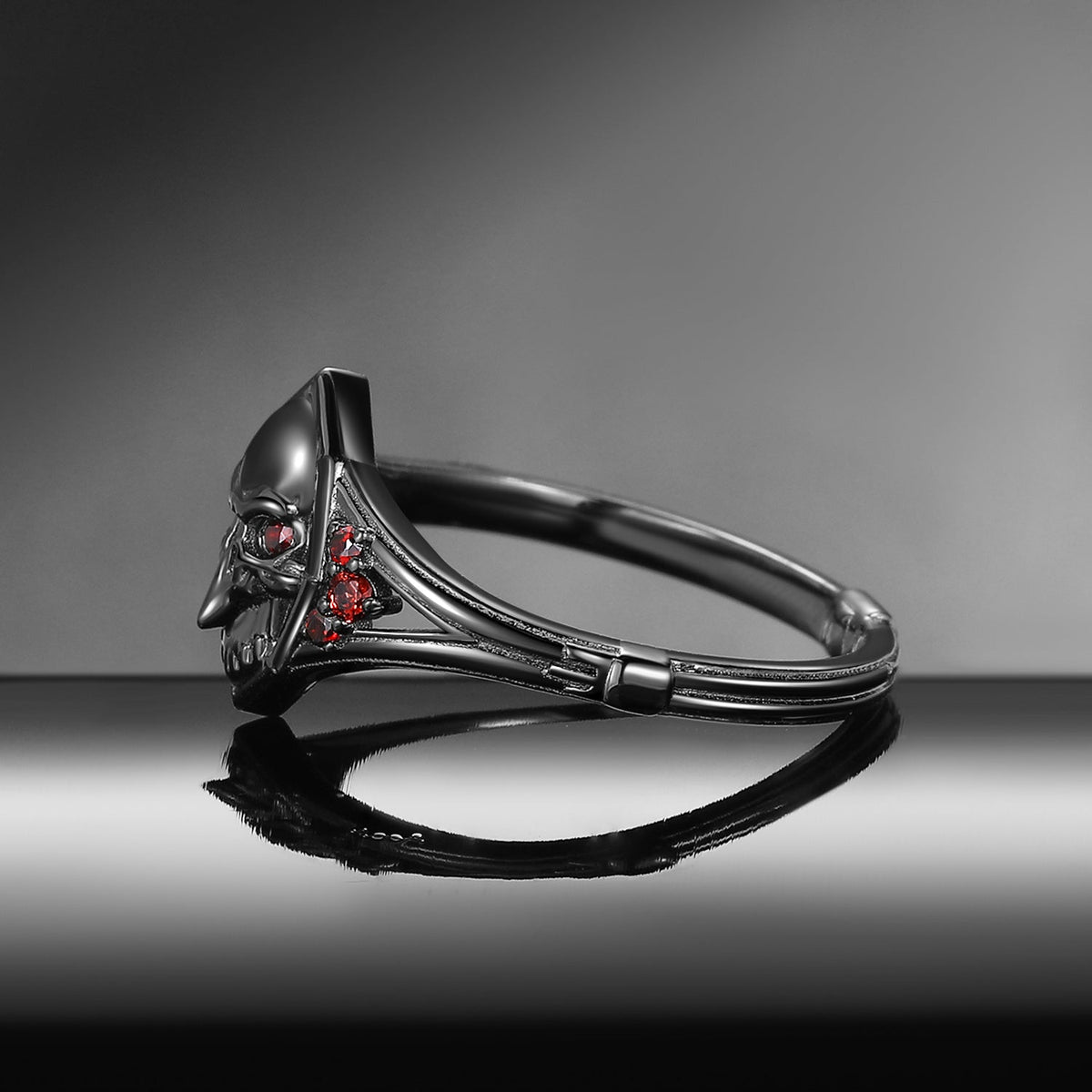 Gothic Crow Inspired Garnet Halloween Black Gold Engagement Ring