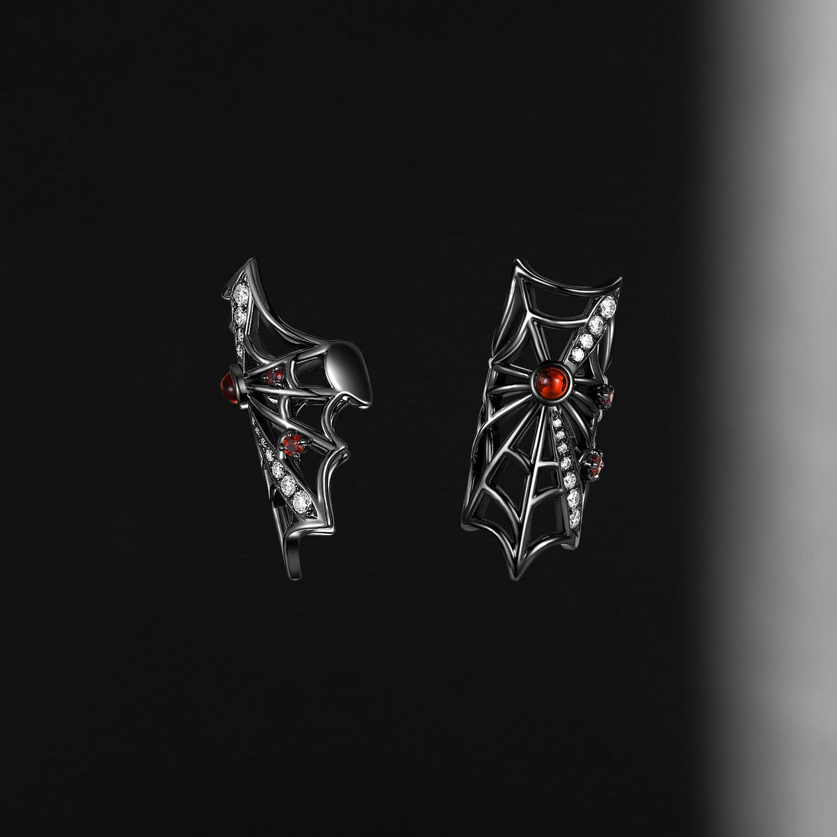 Unique Gothic Spider Web Garnet Earrings Halloween Jewelry Gift