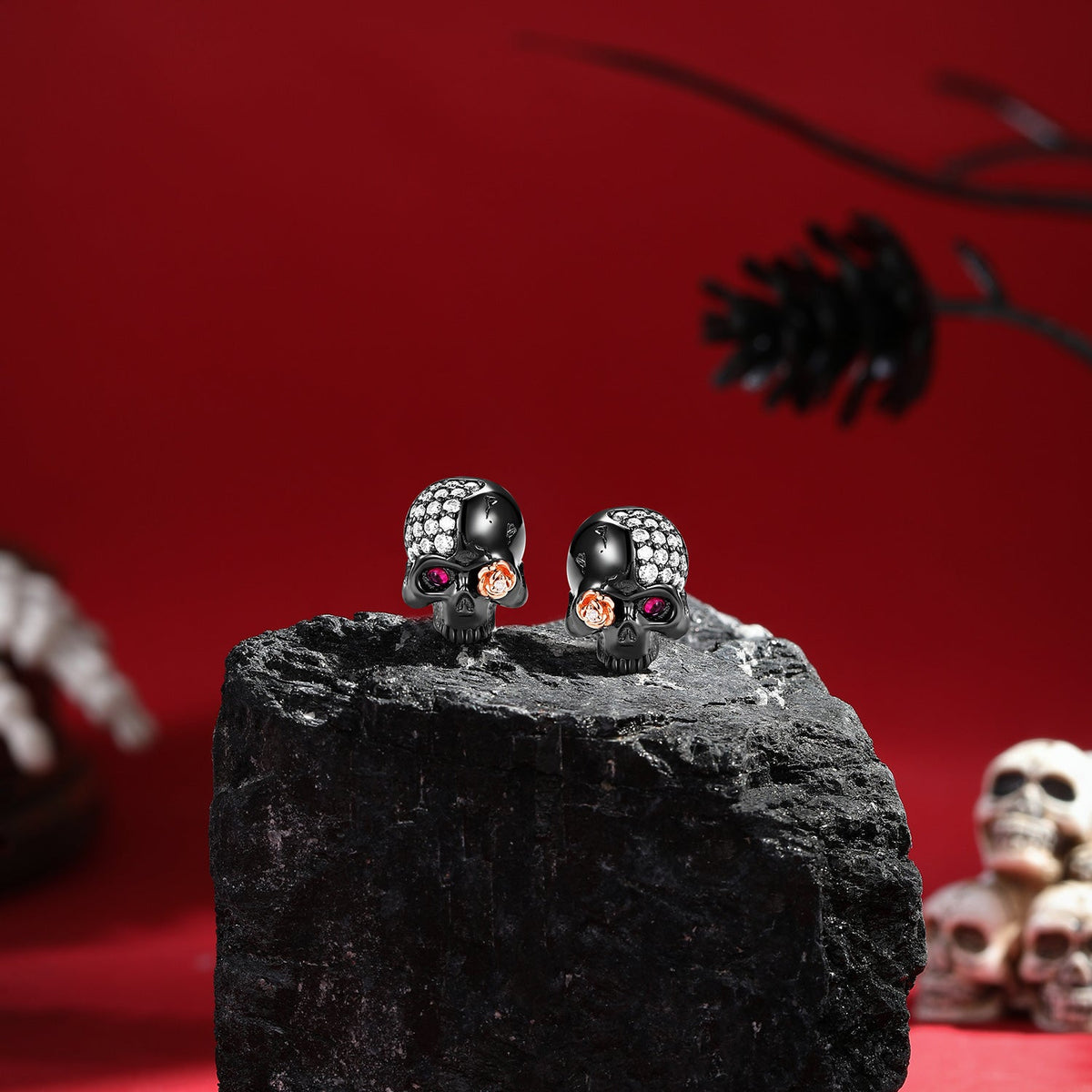 Gothic Skull & Skeleton Stud Earrings