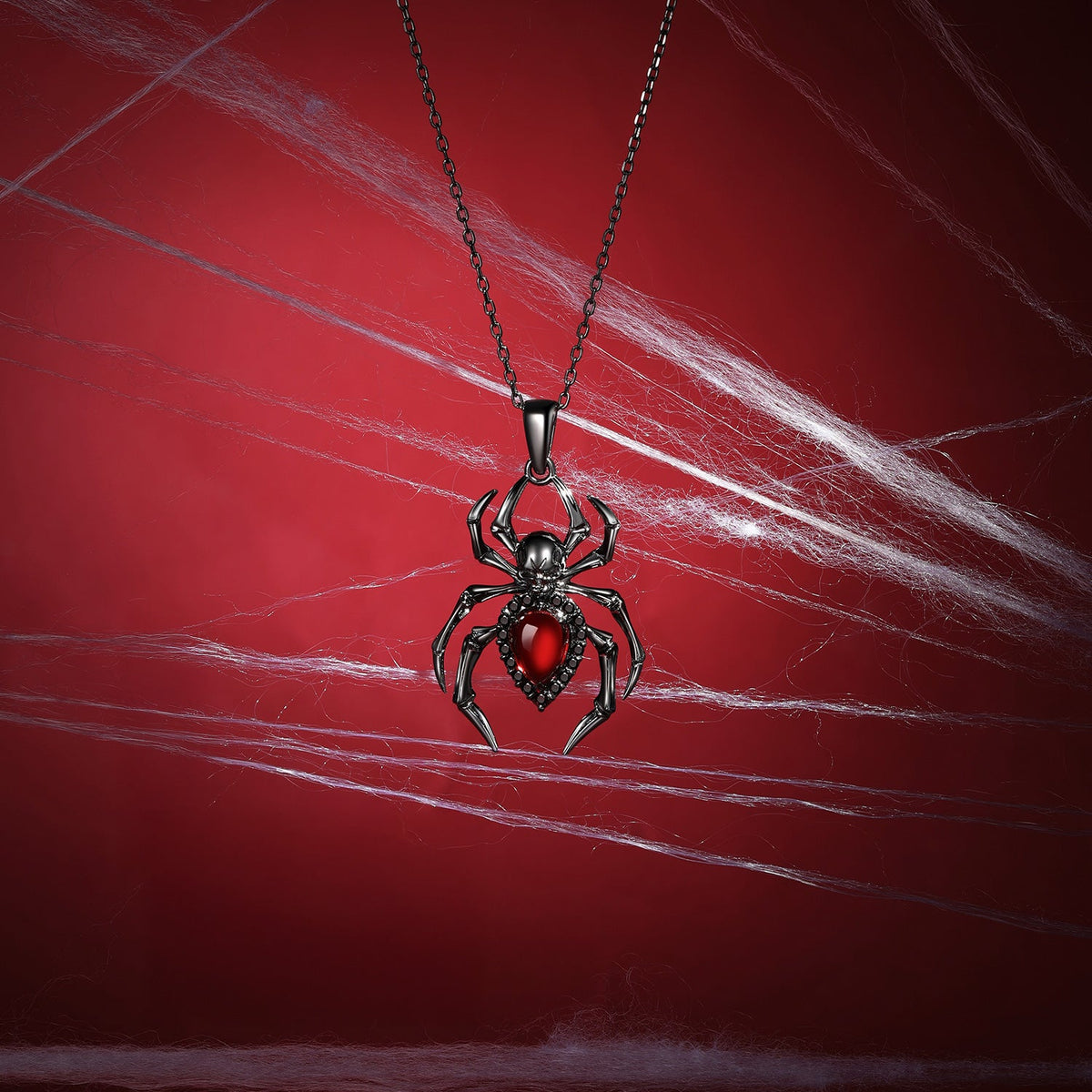 Unique Gothic Spider & Skull Pear Garnet Black Gold Inspired Jewelry Set - Spider Jewelry Box