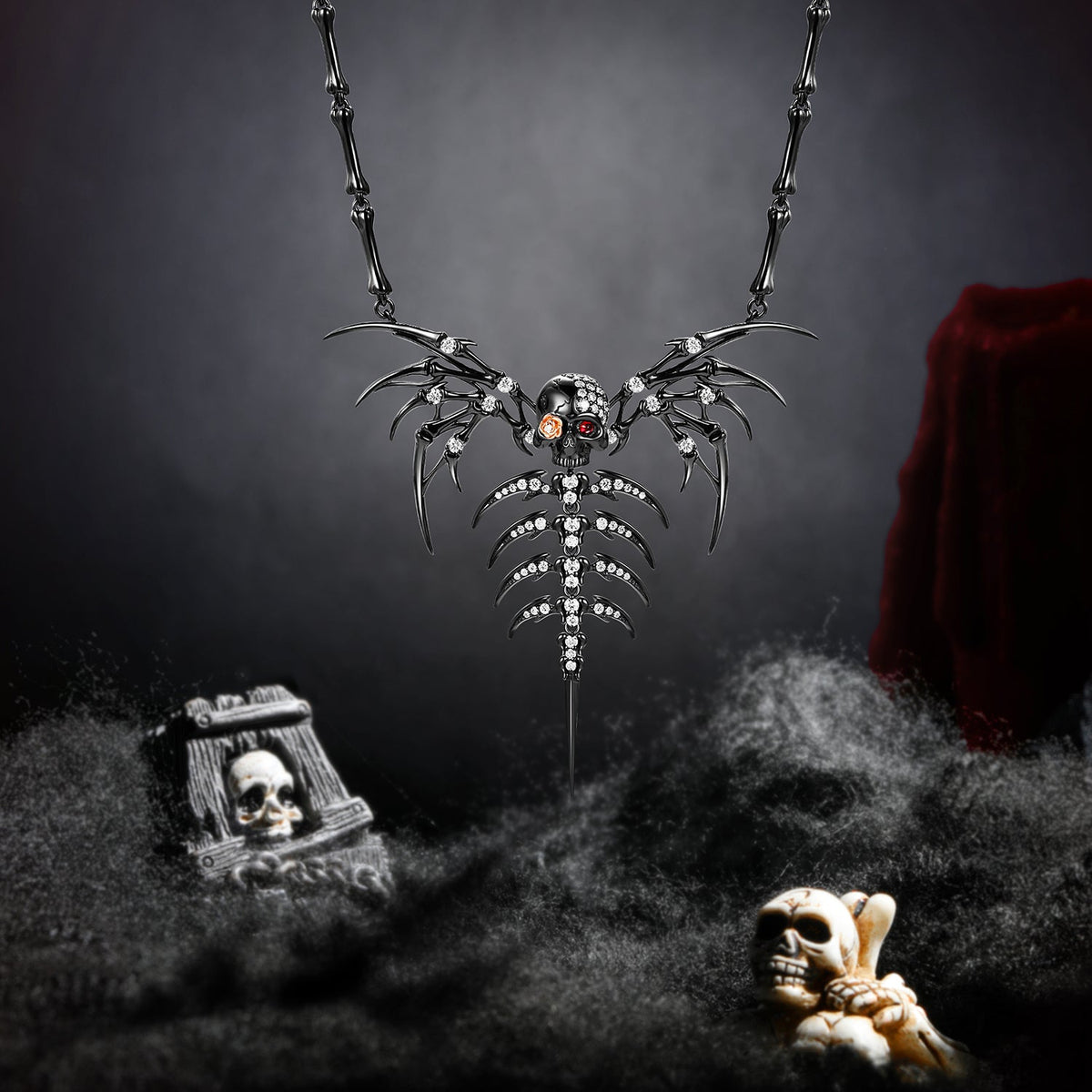 Unique Skull & Skeleton ‘Gothic Extravaganza' Pendant Necklace