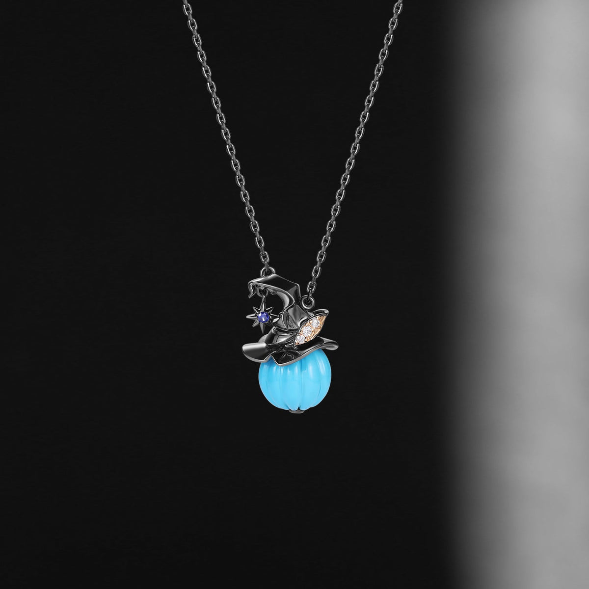 Unique Pumpkin Shaped Turquoise Halloween Gothic Pendant Necklace - The Wicked Pumpkin