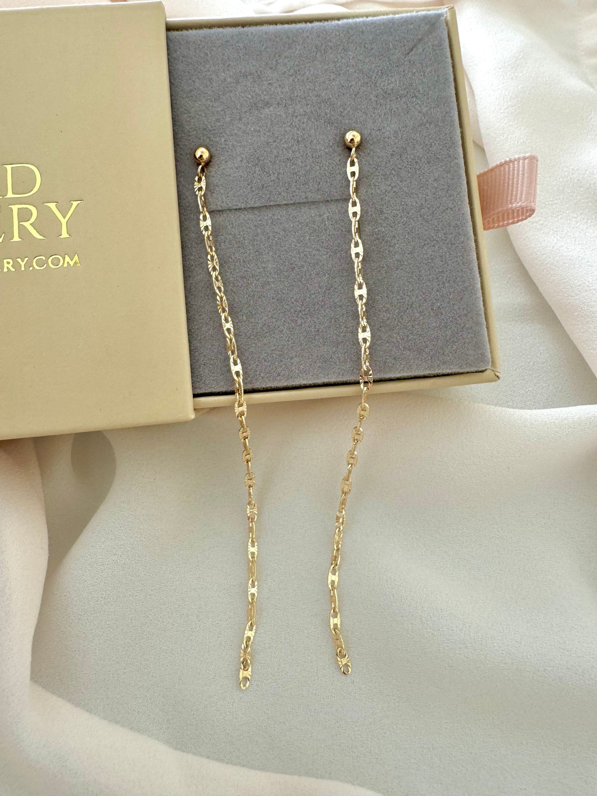 Gold Filled Duster Earrings for Women - Dangly Chain Drop Posts - Waterfall Earrings -