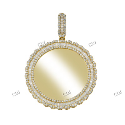 New Design Moissanite Silver Diamond Set Round Solid Yellow Gold Pendant