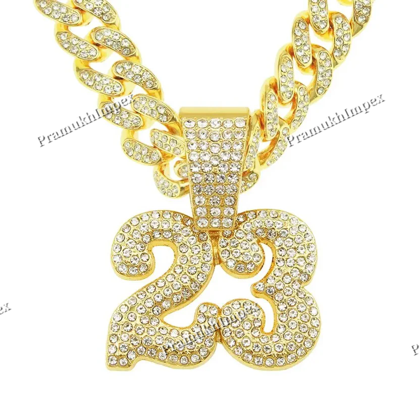 Big Moissanite Studded 925 Sterling Silver Number 23 Pendant