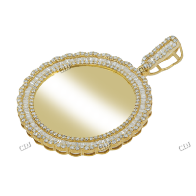 New Design Moissanite Silver Diamond Set Round Solid Yellow Gold Pendant