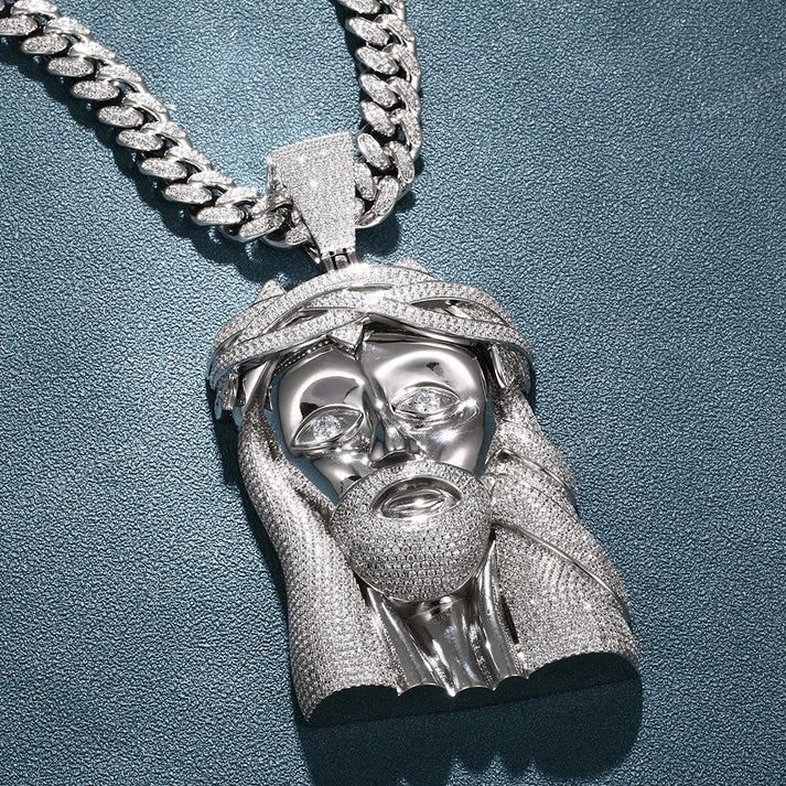 Moissanite S925 Silver Gold Plated Jesus Pendant