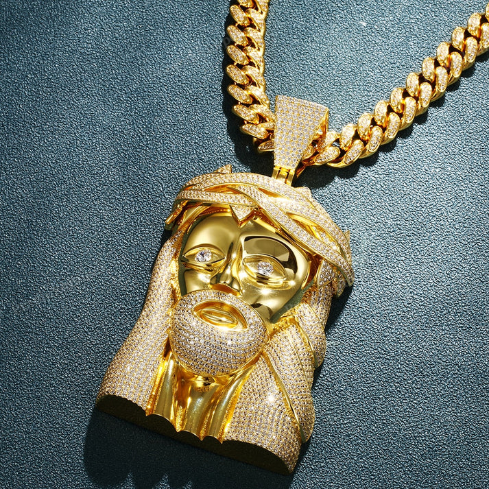 Moissanite S925 Silver Gold Plated Jesus Pendant