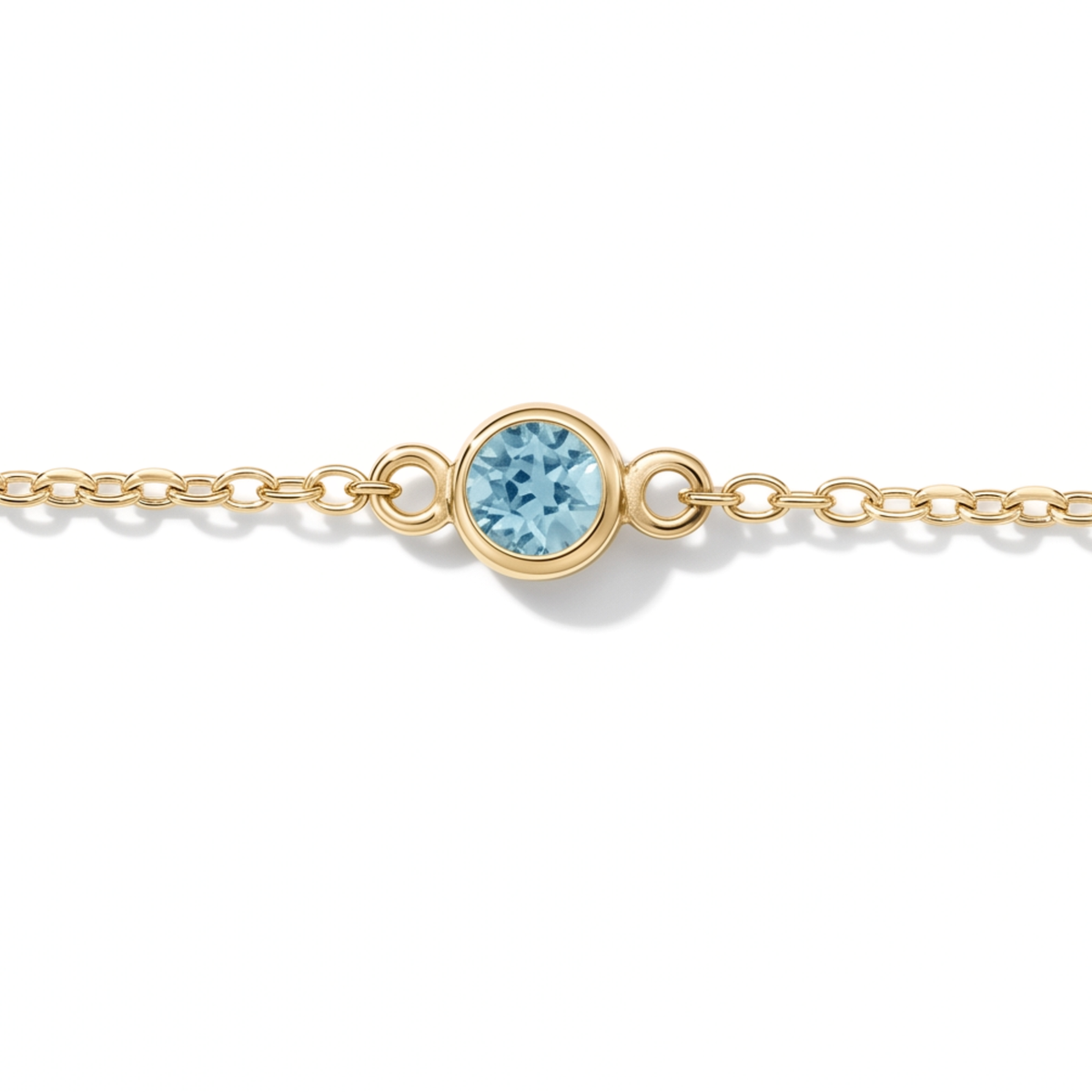 The Sol Bracelet | Natural Blue Zircon | Cable Chain