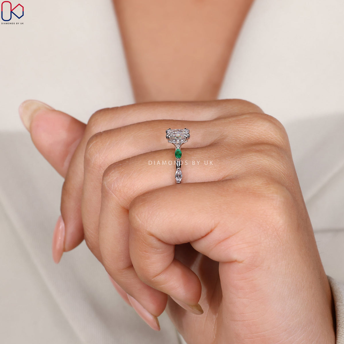 Radiant Cut Engagement Ring With Hidden Halo Style
