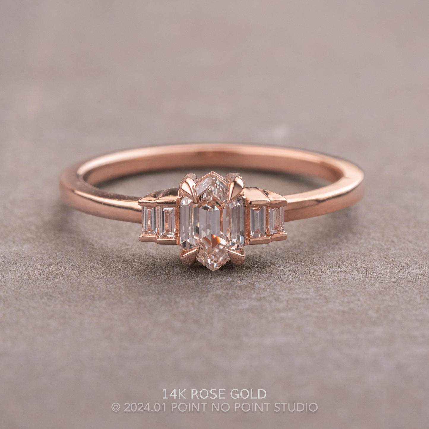 .49 Carat Step Cut Hexagon Diamond Engagement Ring, Betty Setting