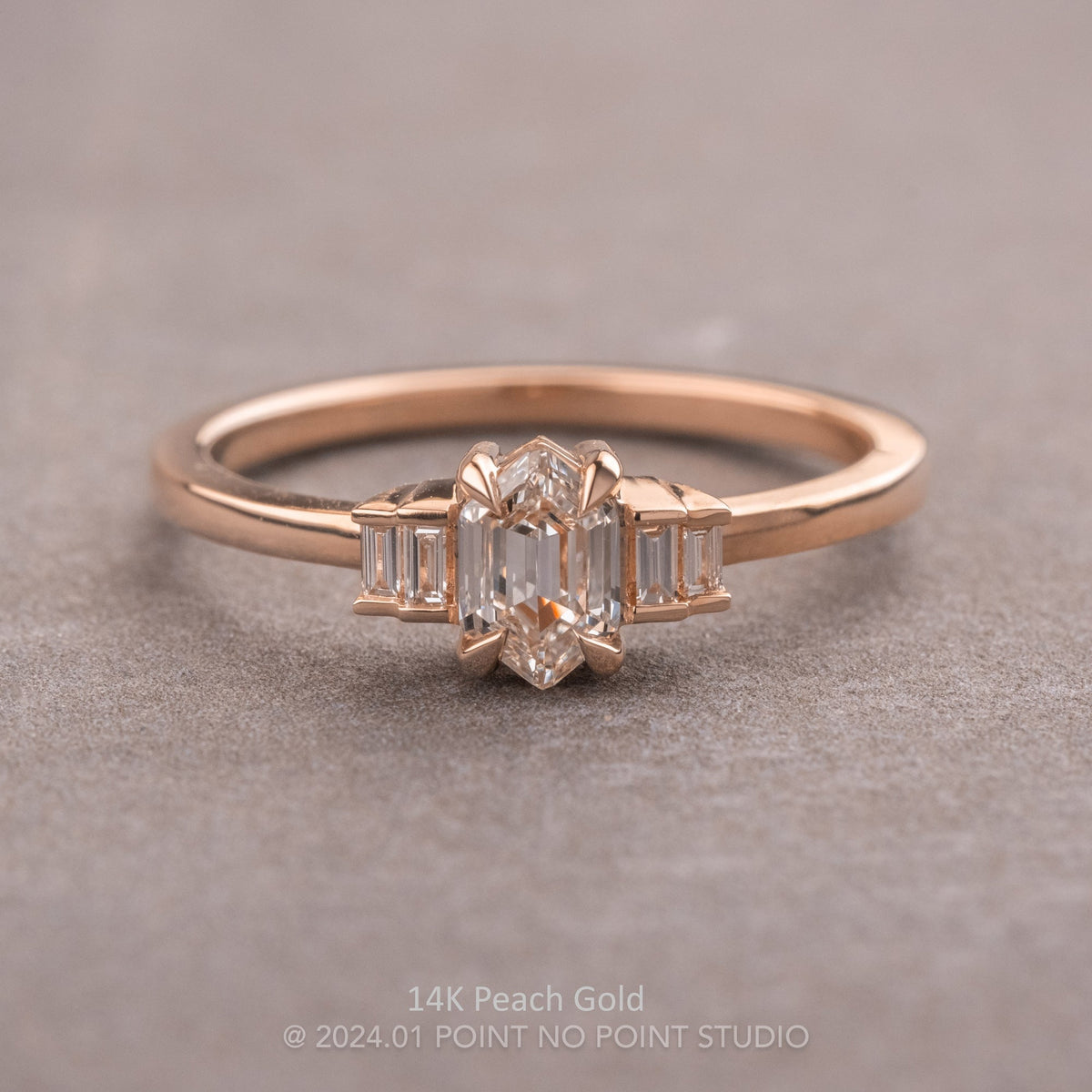 .49 Carat Step Cut Hexagon Diamond Engagement Ring, Betty Setting