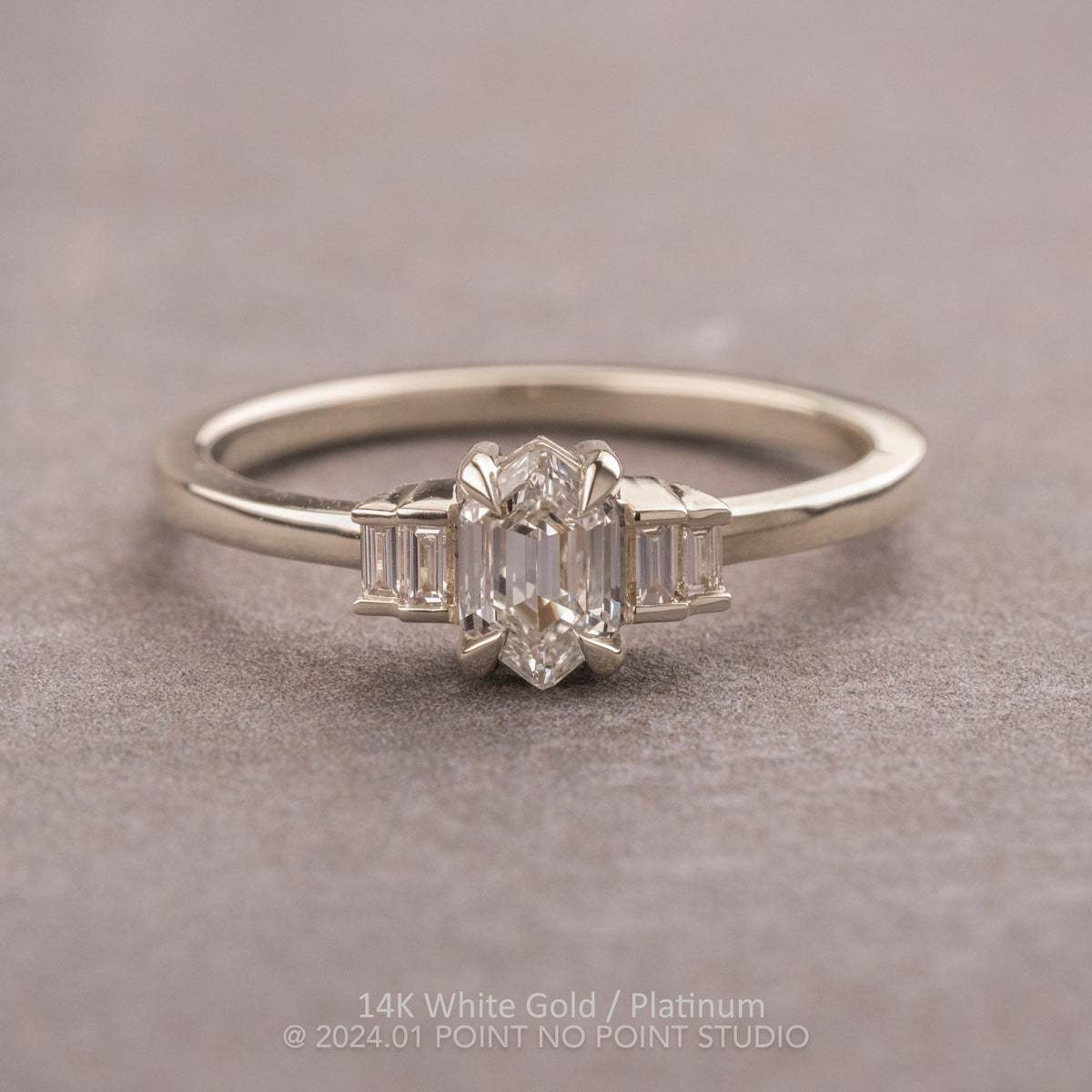 .49 Carat Step Cut Hexagon Diamond Engagement Ring, Betty Setting