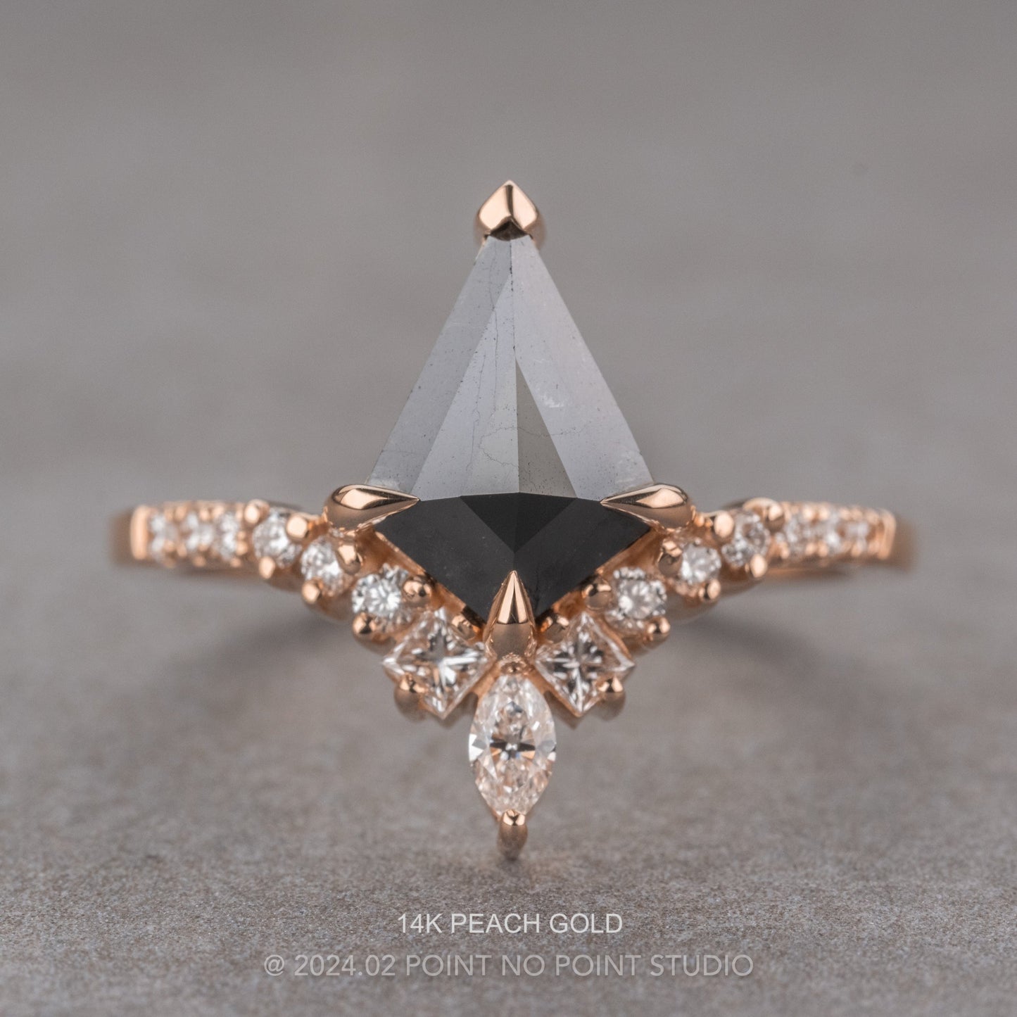 1.57 Carat Black Kite Diamond Engagement Ring, Willa Setting