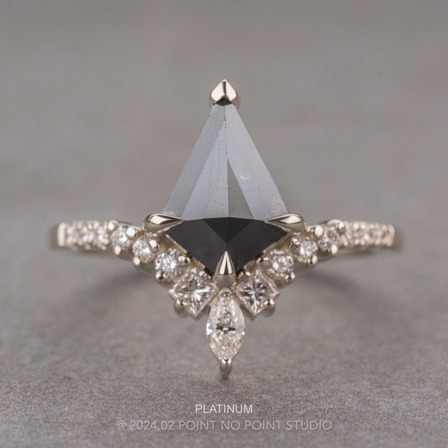 1.57 Carat Black Kite Diamond Engagement Ring, Willa Setting