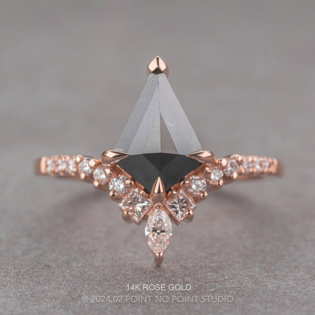 1.57 Carat Black Kite Diamond Engagement Ring, Willa Setting