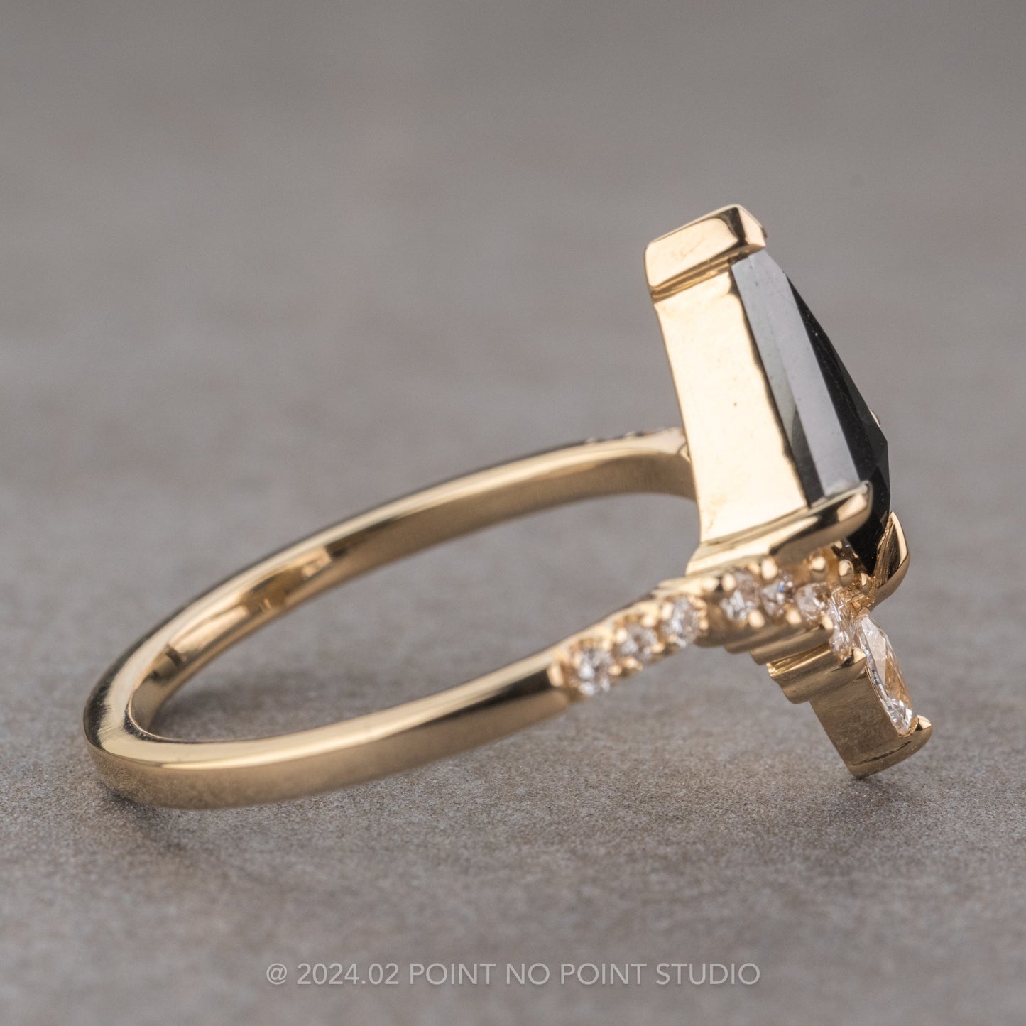 1.57 Carat Black Kite Diamond Engagement Ring, Willa Setting
