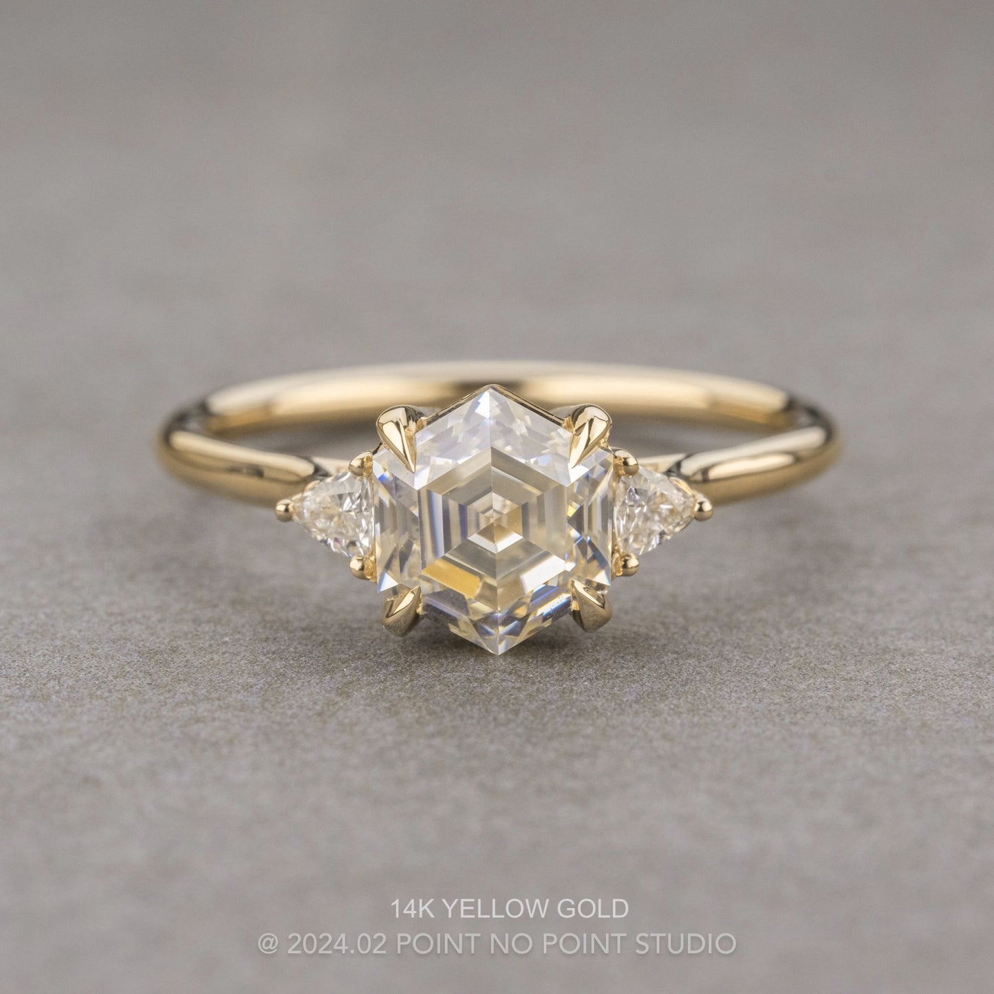 Hexagon Moissanite Engagement Ring, Lea Setting