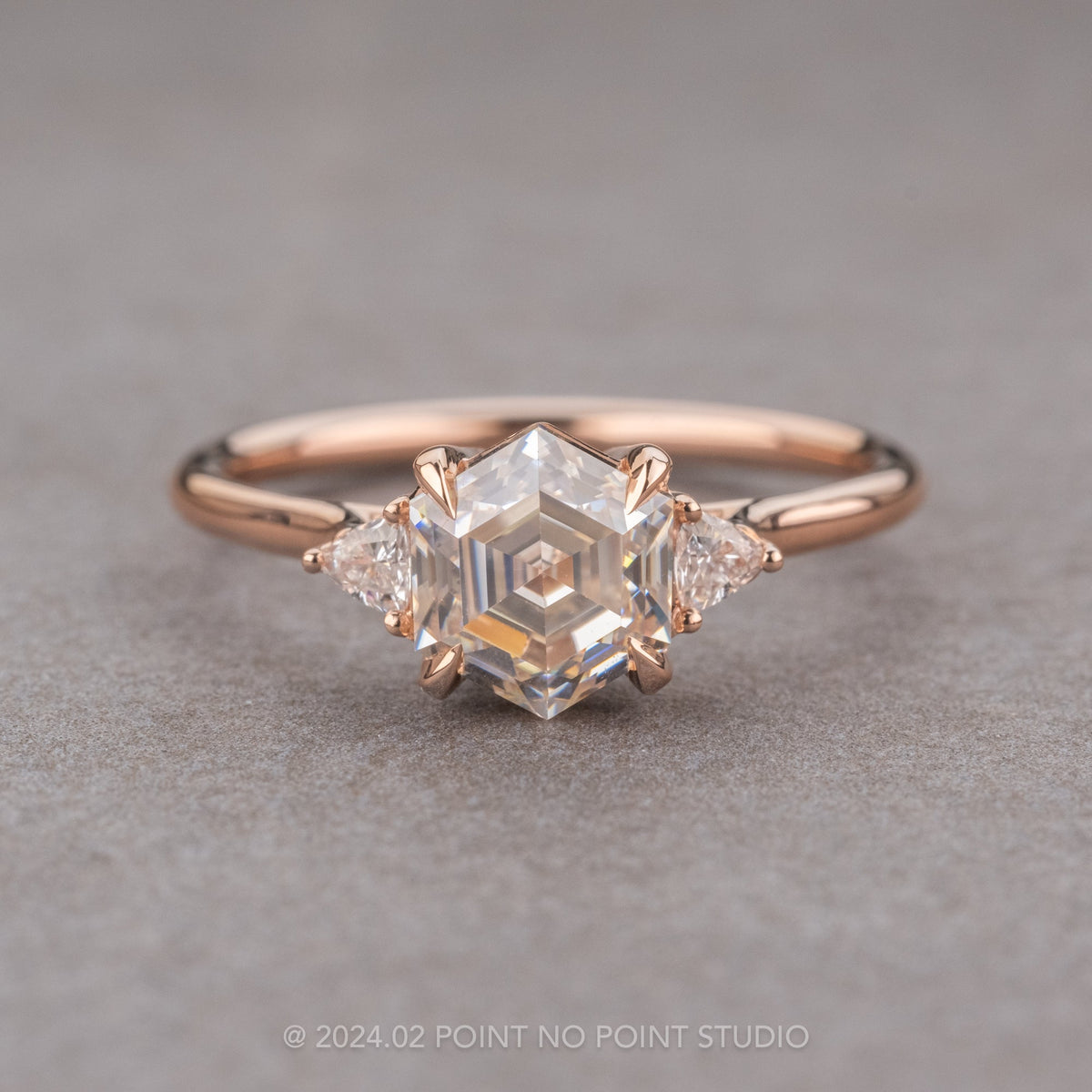 Hexagon Moissanite Engagement Ring, Lea Setting