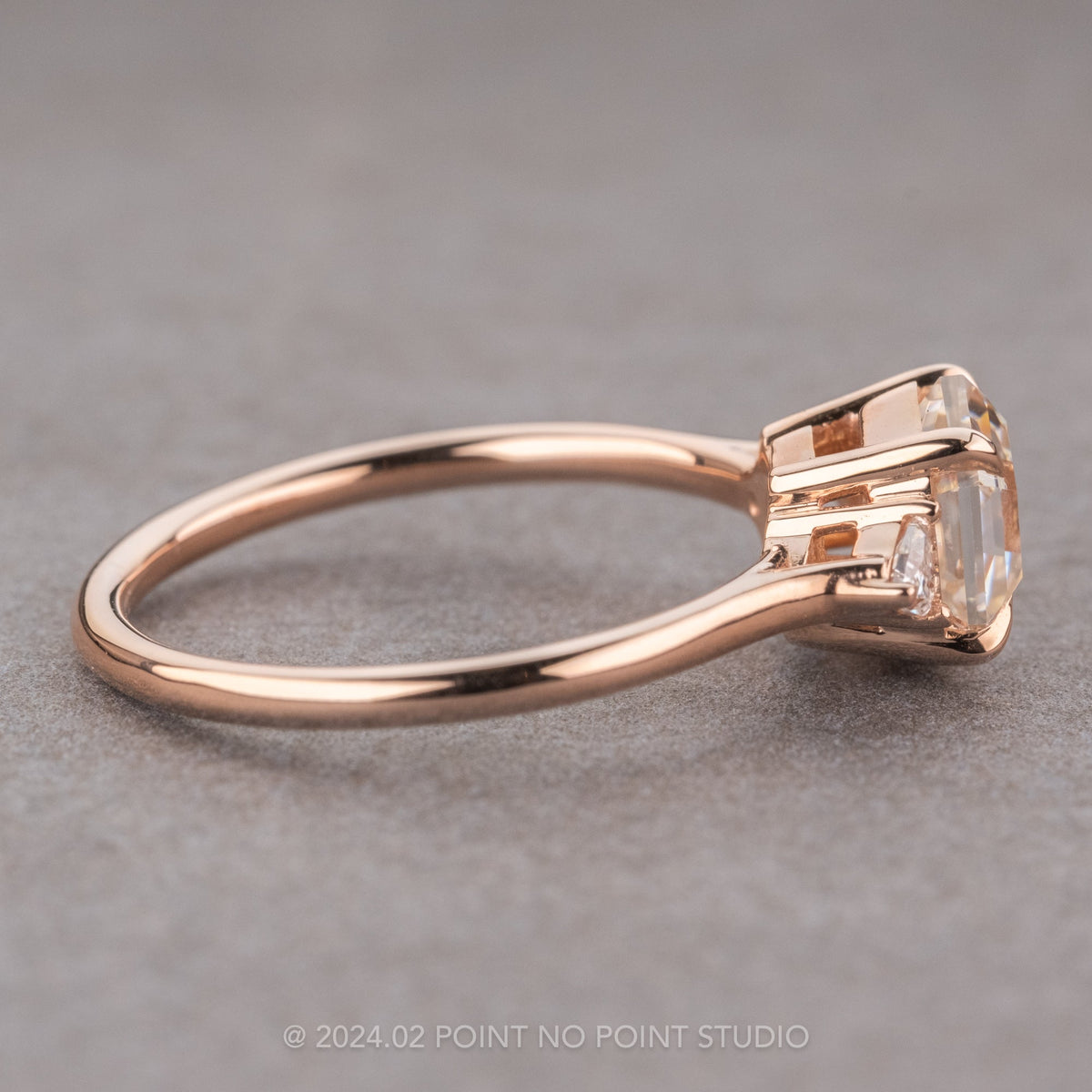 Hexagon Moissanite Engagement Ring, Lea Setting