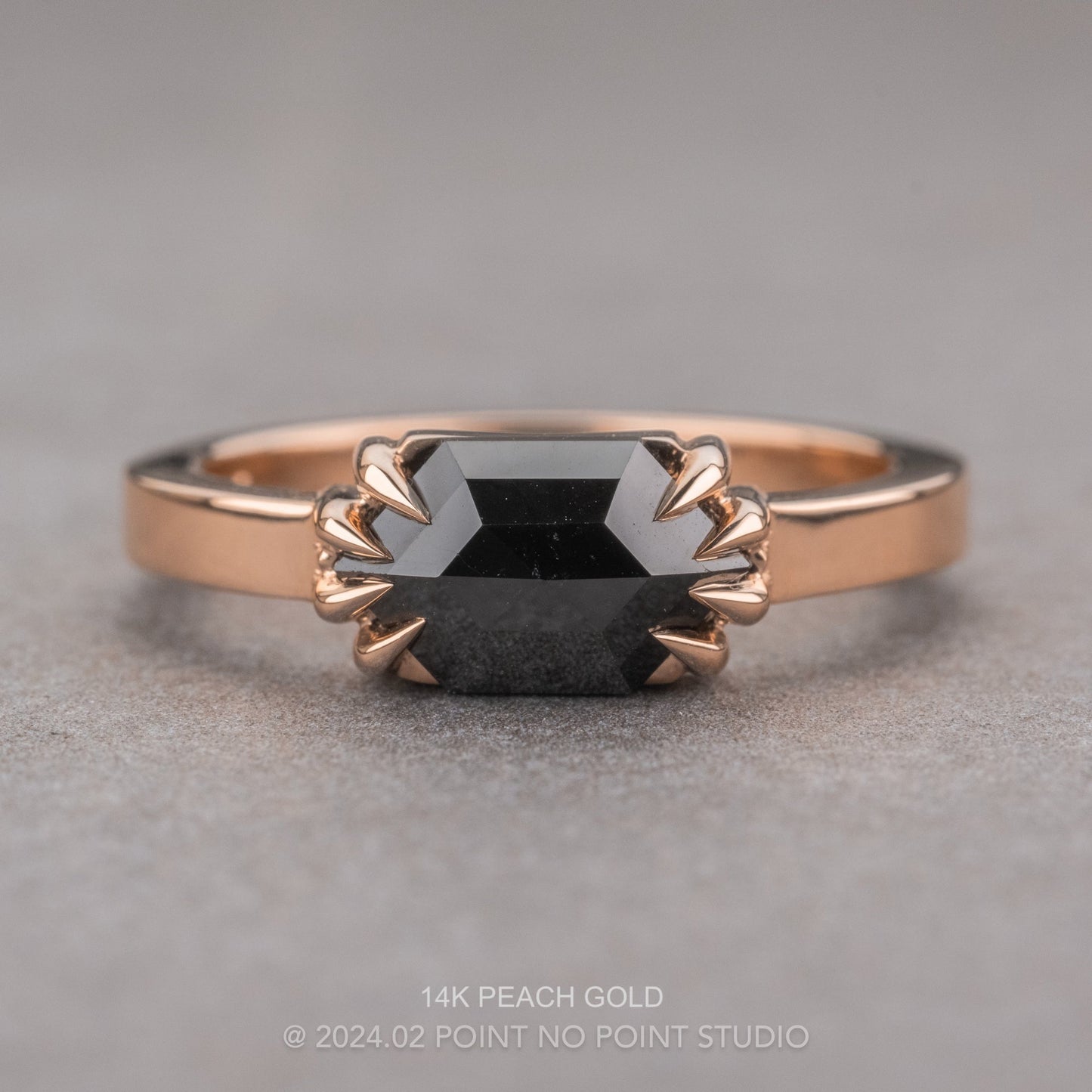 1.41 Carat Black Hexagon Diamond Engagement Ring, Jane Setting