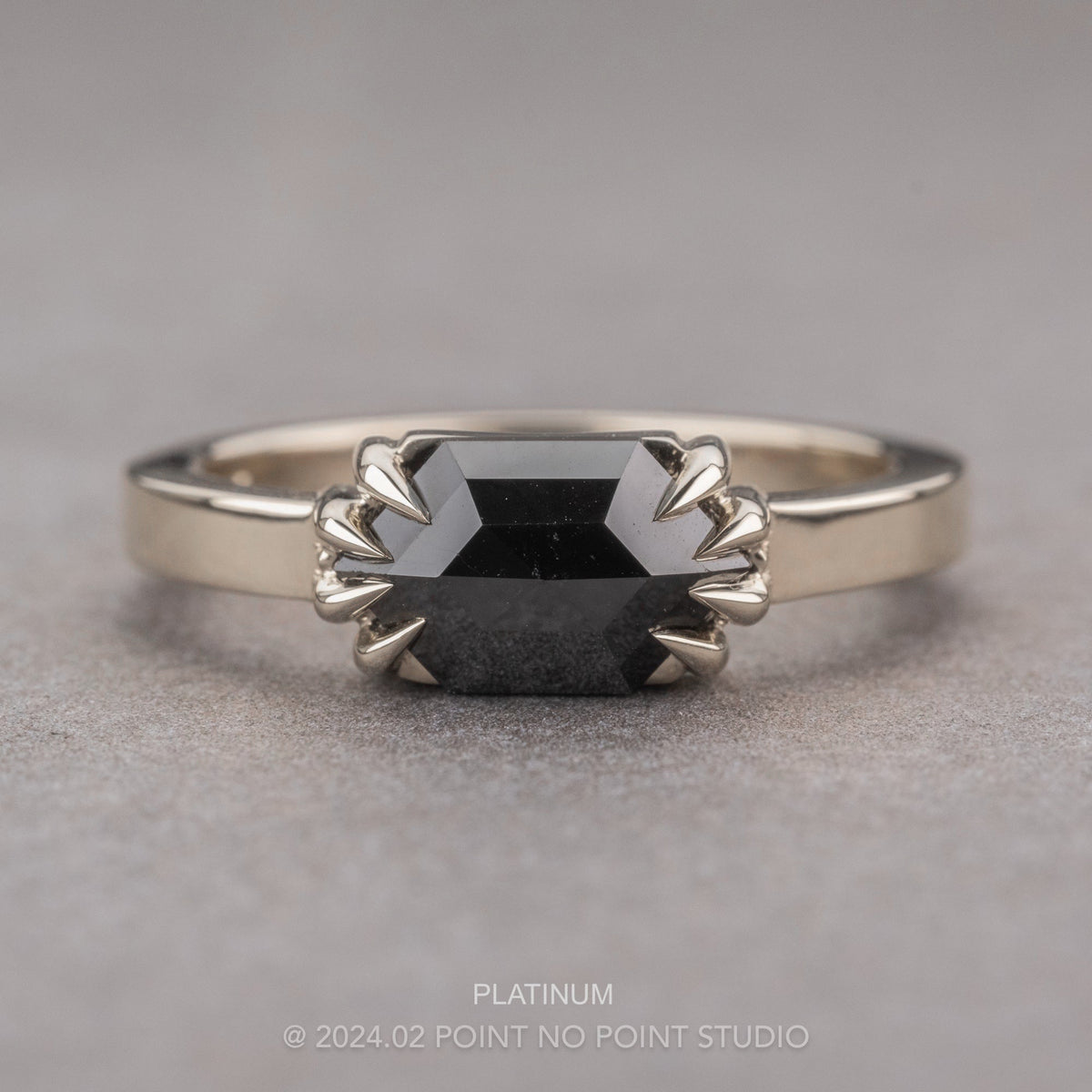 1.41 Carat Black Hexagon Diamond Engagement Ring, Jane Setting