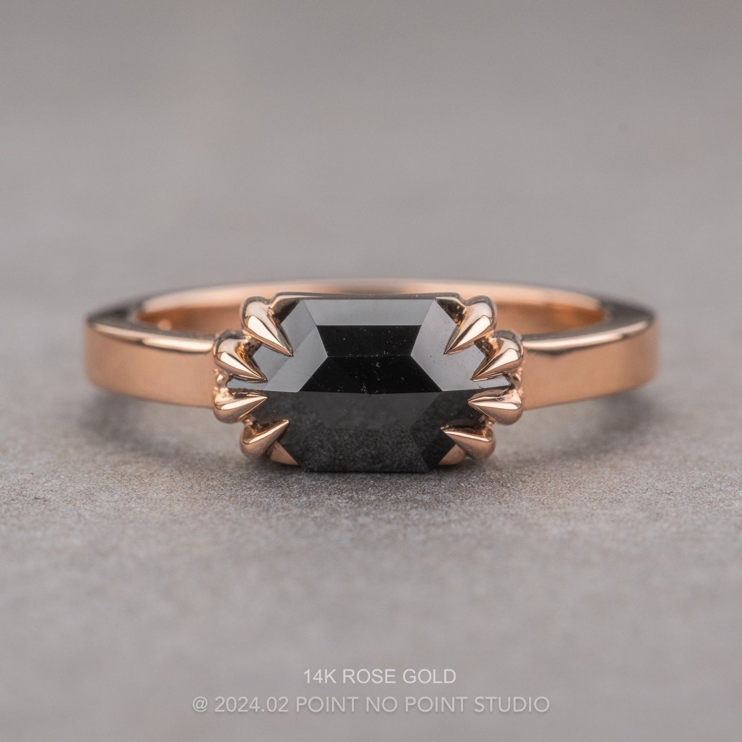 1.41 Carat Black Hexagon Diamond Engagement Ring, Jane Setting
