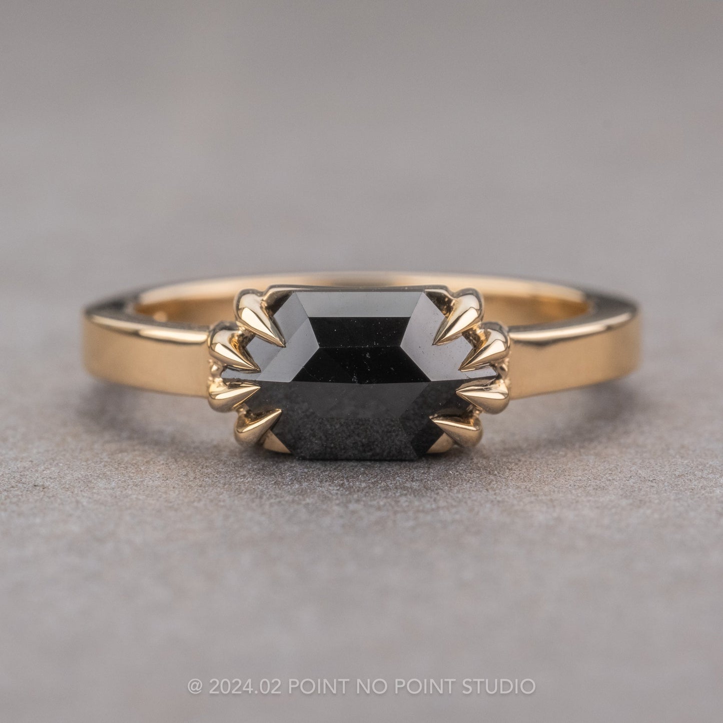 1.41 Carat Black Hexagon Diamond Engagement Ring, Jane Setting
