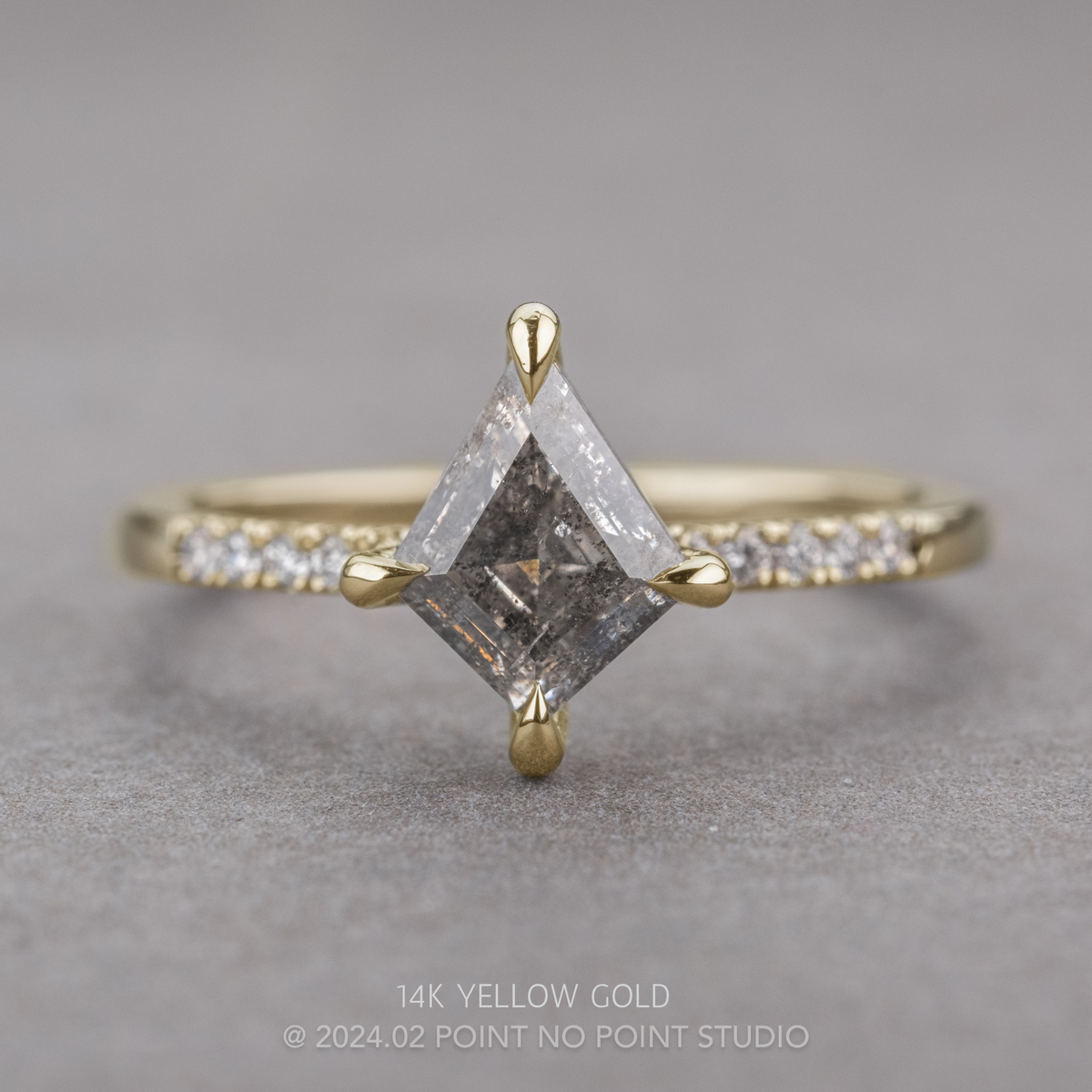 1.21 Carat Canadian Salt and Pepper Kite Diamond Engagement Ring, Jules Setting