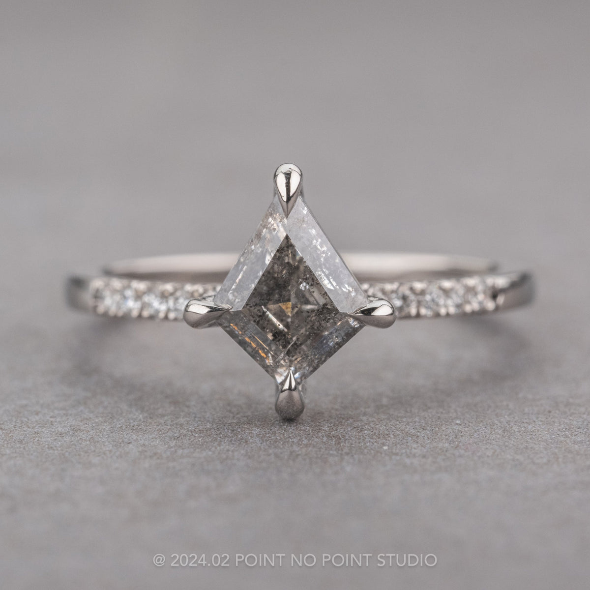 1.21 Carat Canadian Salt and Pepper Kite Diamond Engagement Ring, Jules Setting