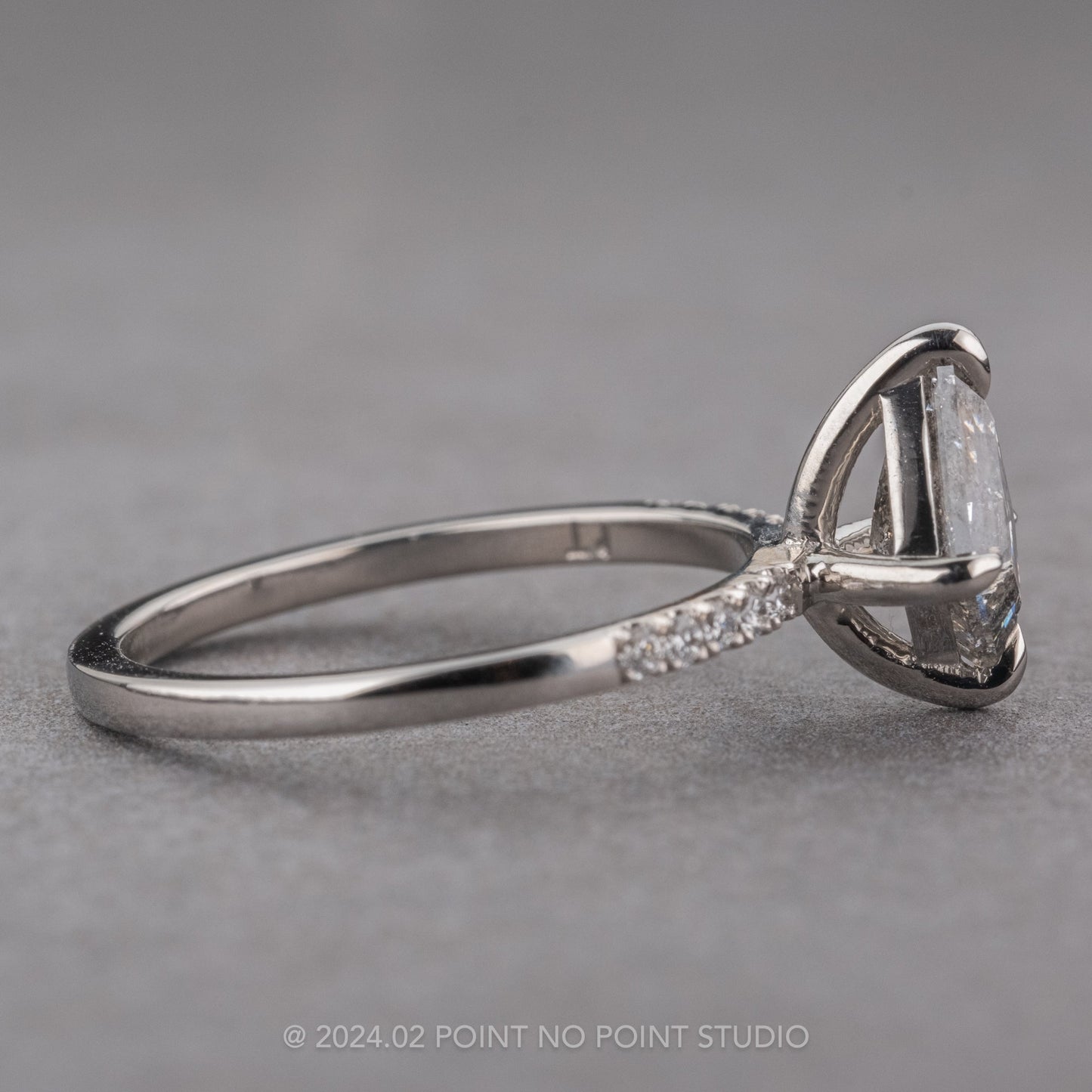 1.21 Carat Canadian Salt and Pepper Kite Diamond Engagement Ring, Jules Setting