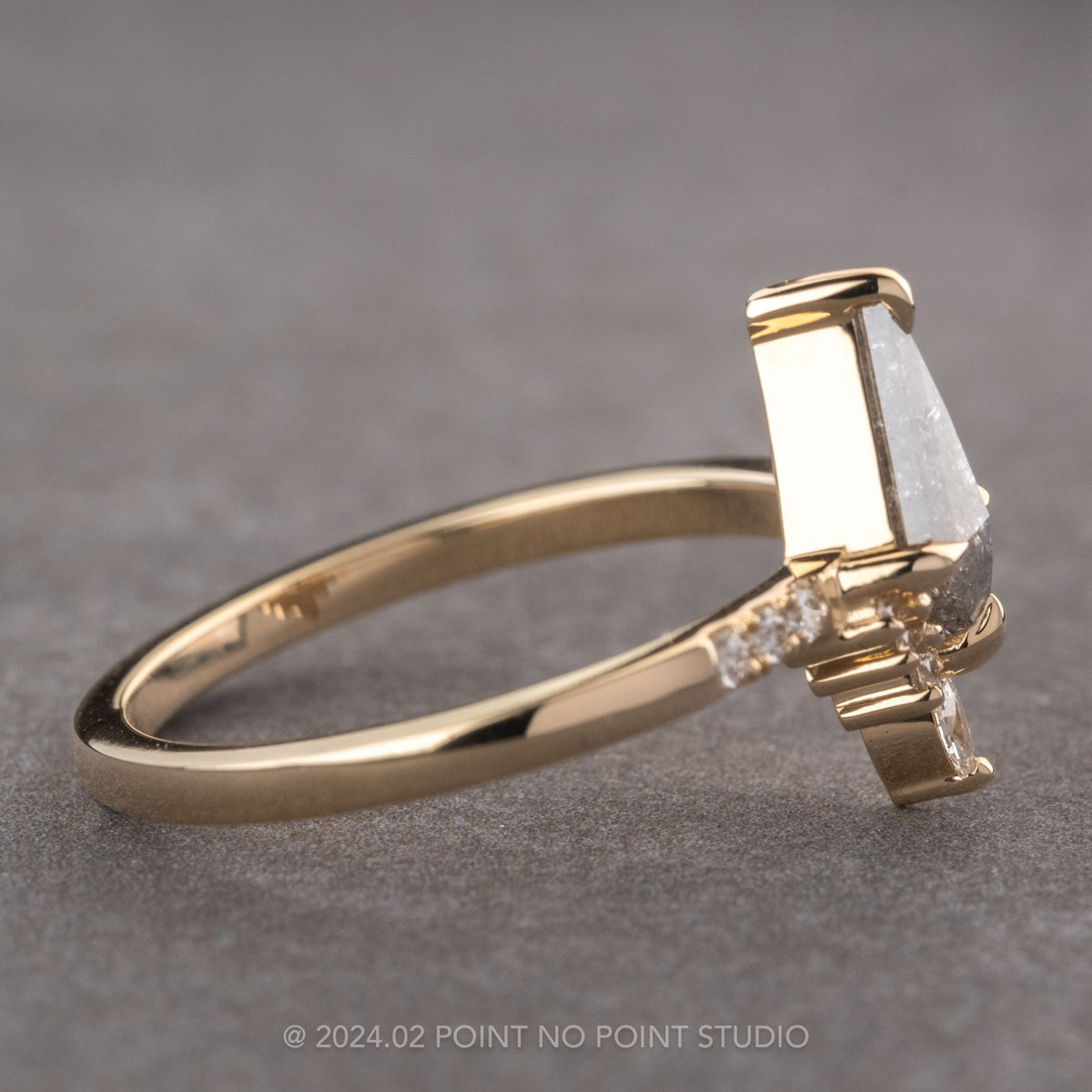 .85 Carat Salt and Pepper Kite Diamond Engagement Ring, Avaline Setting