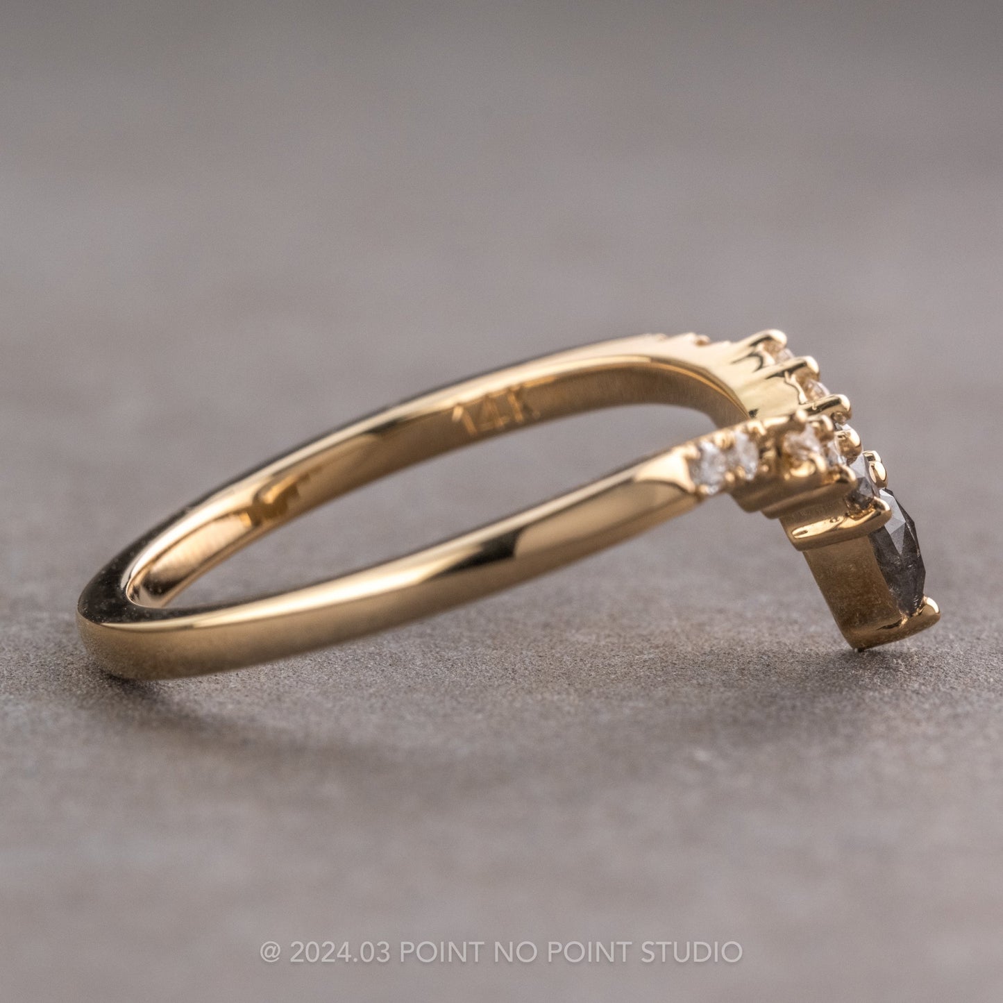 Cassiopeia Wedding Ring, Salt and Pepper and White Diamonds, 11 Diamond
