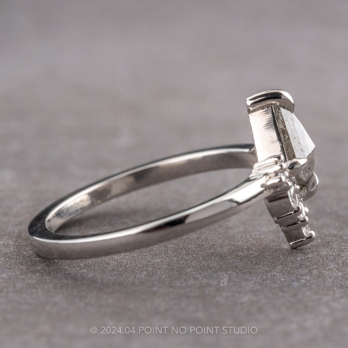.80 Carat Salt and Pepper Kite Diamond Engagement Ring, Cami Setting
