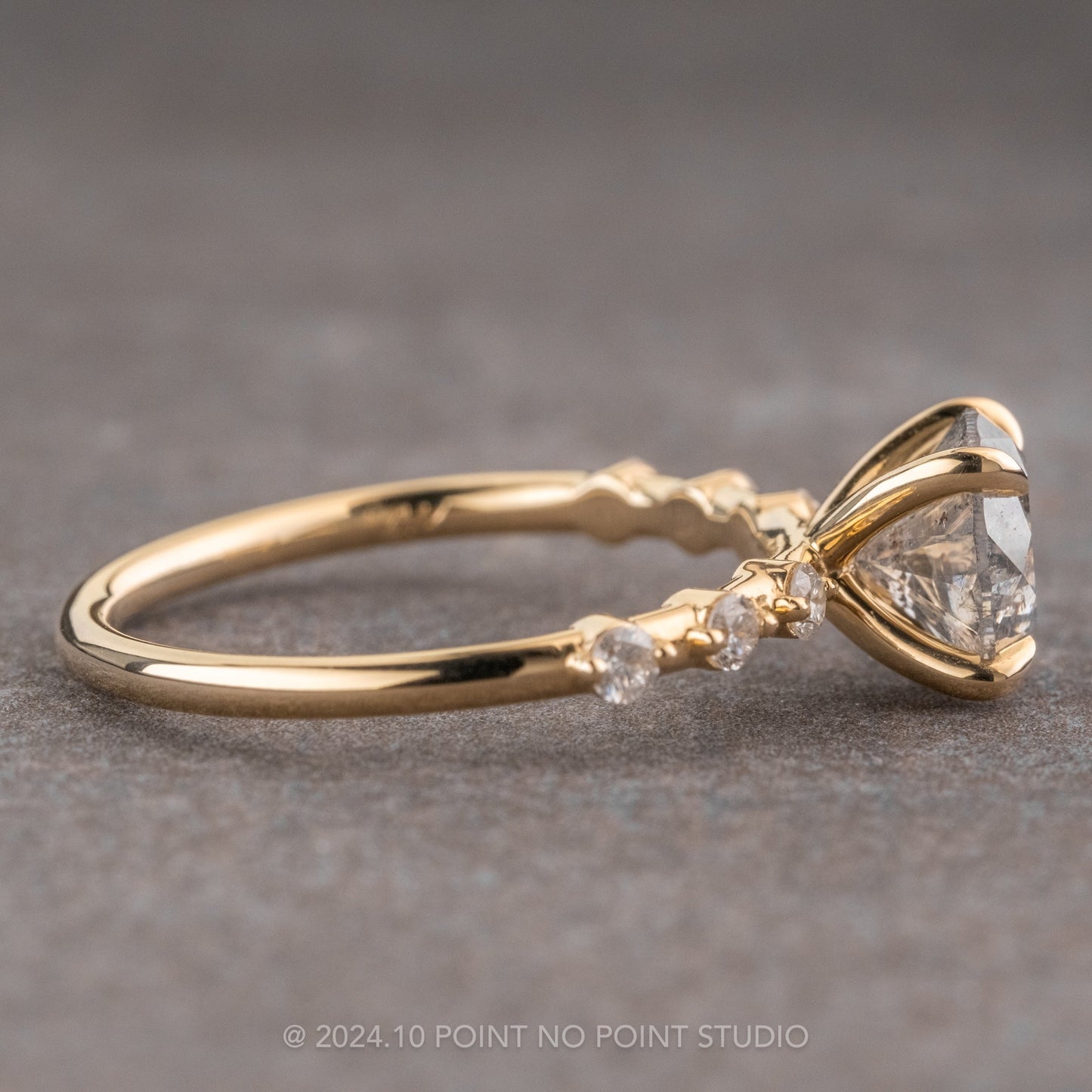 1.78 Carat Salt and Pepper Round Diamond Engagement Ring, Nova Setting