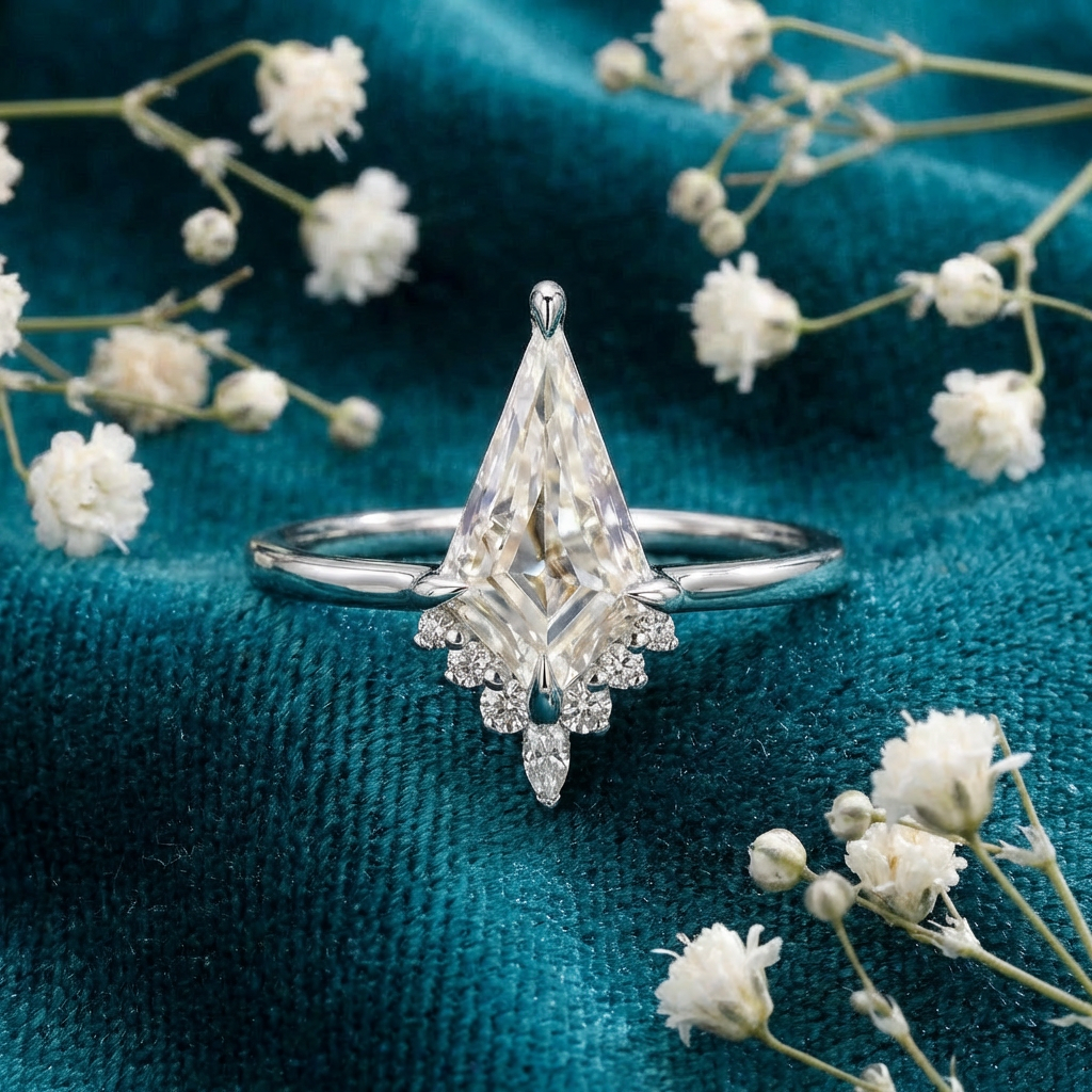 Kite Moissanite and Diamond Engagement Ring, Ava Setting