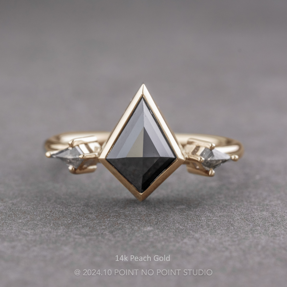 1.35 Carat Black Kite Diamond Engagement Ring, Bezel Zoe Setting