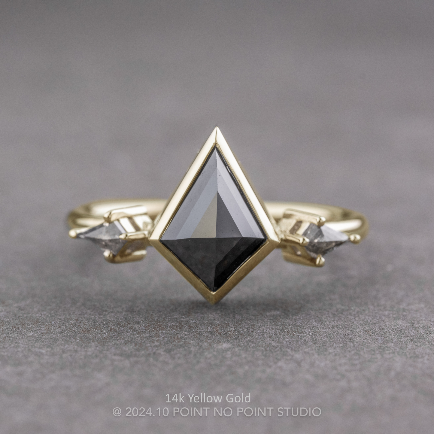 1.35 Carat Black Kite Diamond Engagement Ring, Bezel Zoe Setting