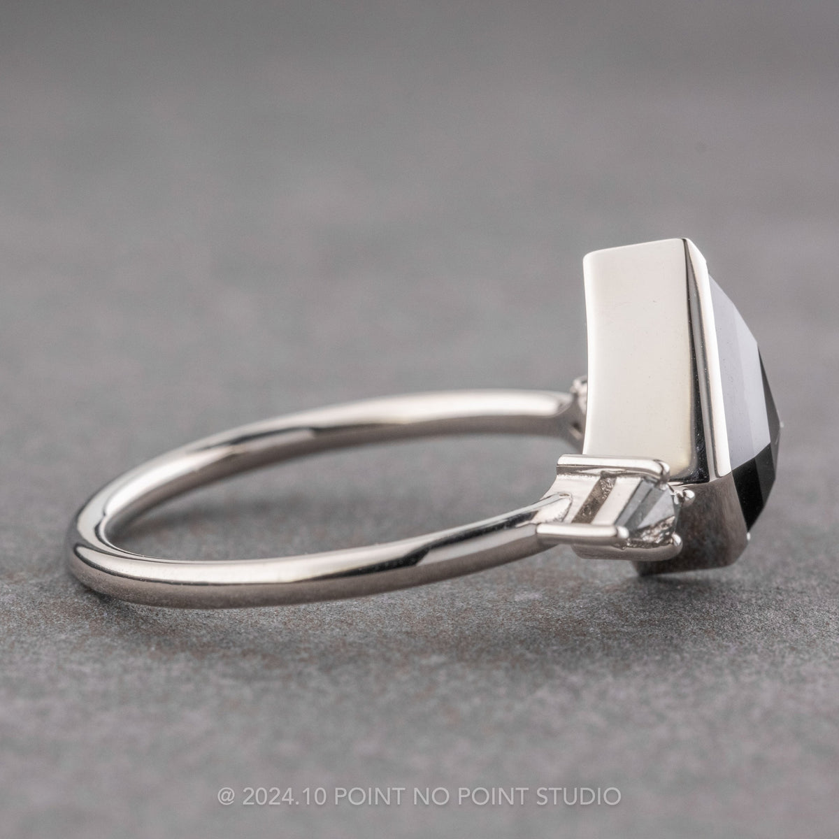 1.35 Carat Black Kite Diamond Engagement Ring, Bezel Zoe Setting