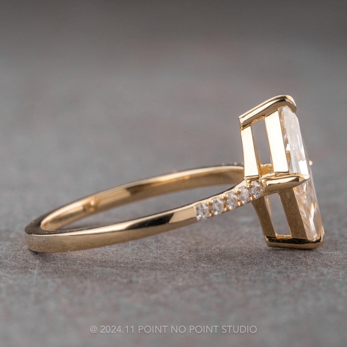 1.30 Carat Lozenge Moissanite Engagement Ring, Lulu Setting