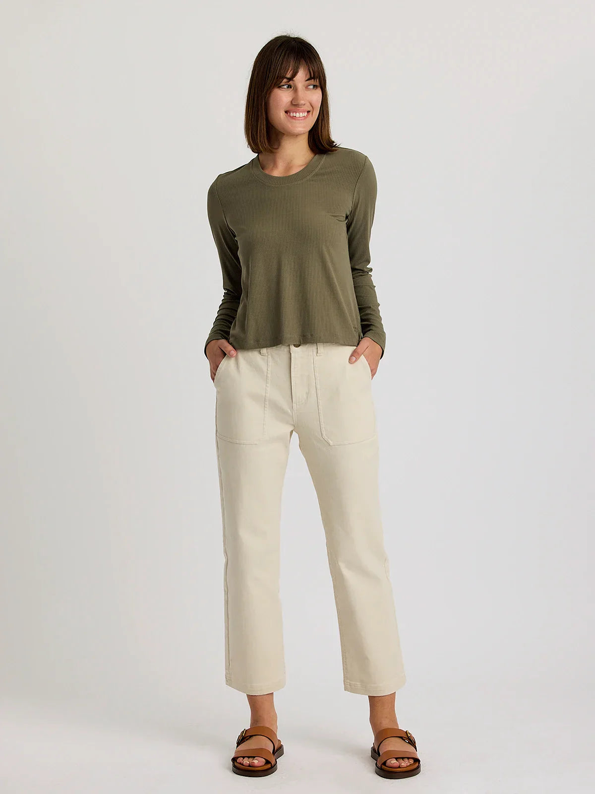 Women's Ribbed Bamboo Long Sleeve - Smokey Olive