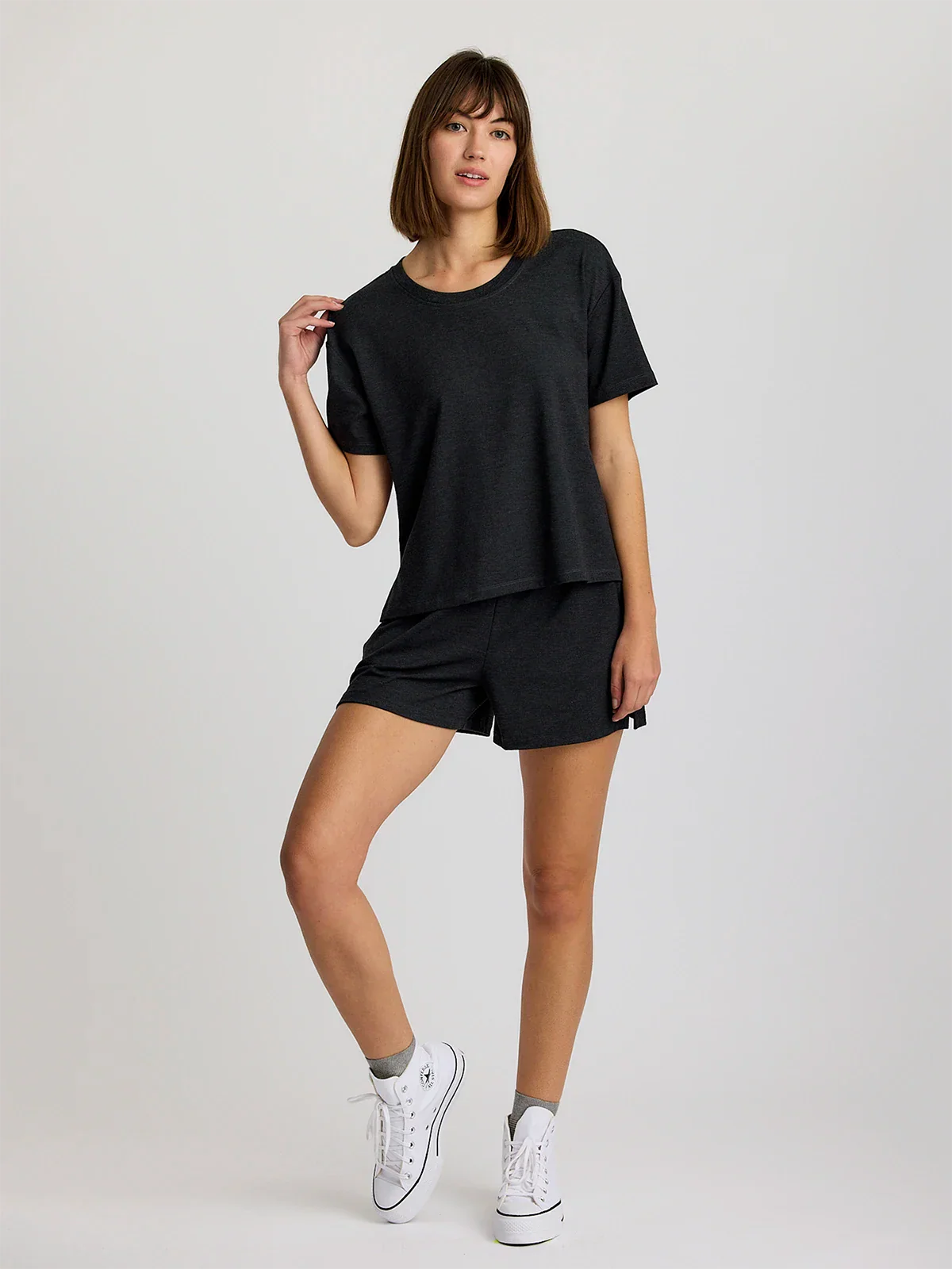 Women's Bamboo Flex Sunday Tee - Heather Black