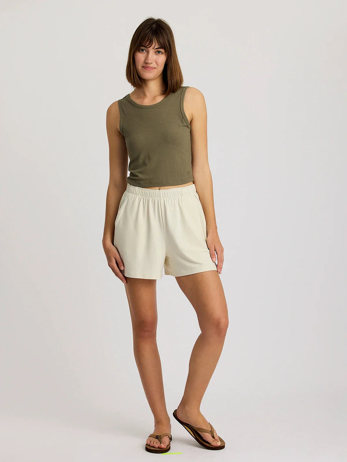 Women's Ribbed Bamboo Tank - Smokey Olive