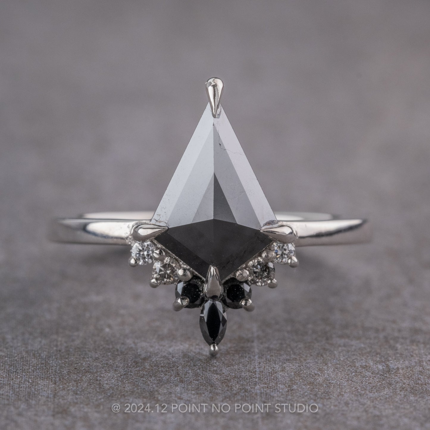 1.40 Carat Black Kite Diamond Engagement Ring, Ombre Ava Setting