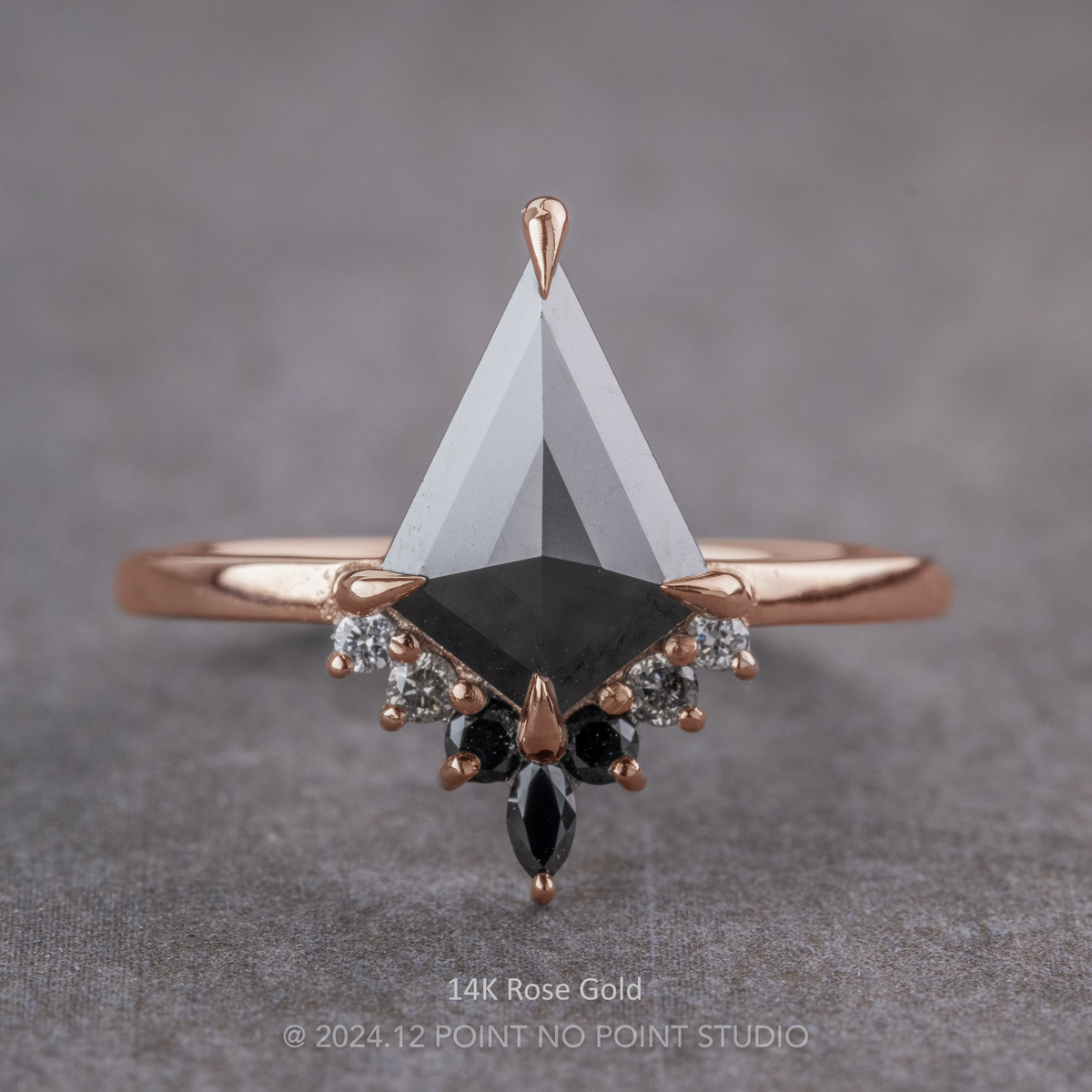 1.40 Carat Black Kite Diamond Engagement Ring, Ombre Ava Setting