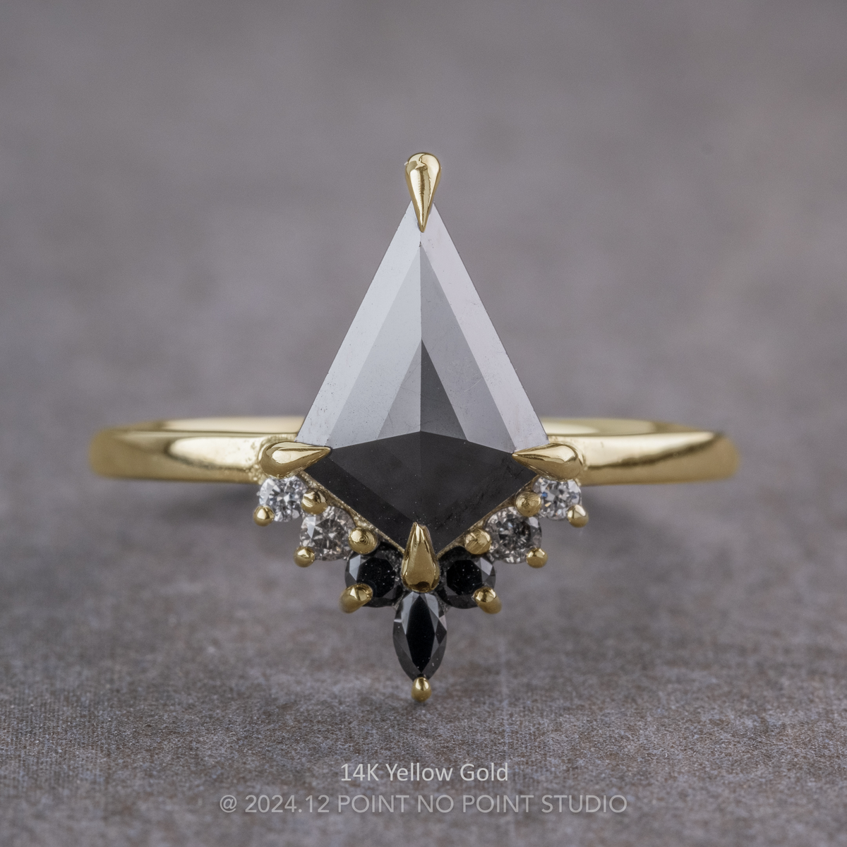 1.40 Carat Black Kite Diamond Engagement Ring, Ombre Ava Setting
