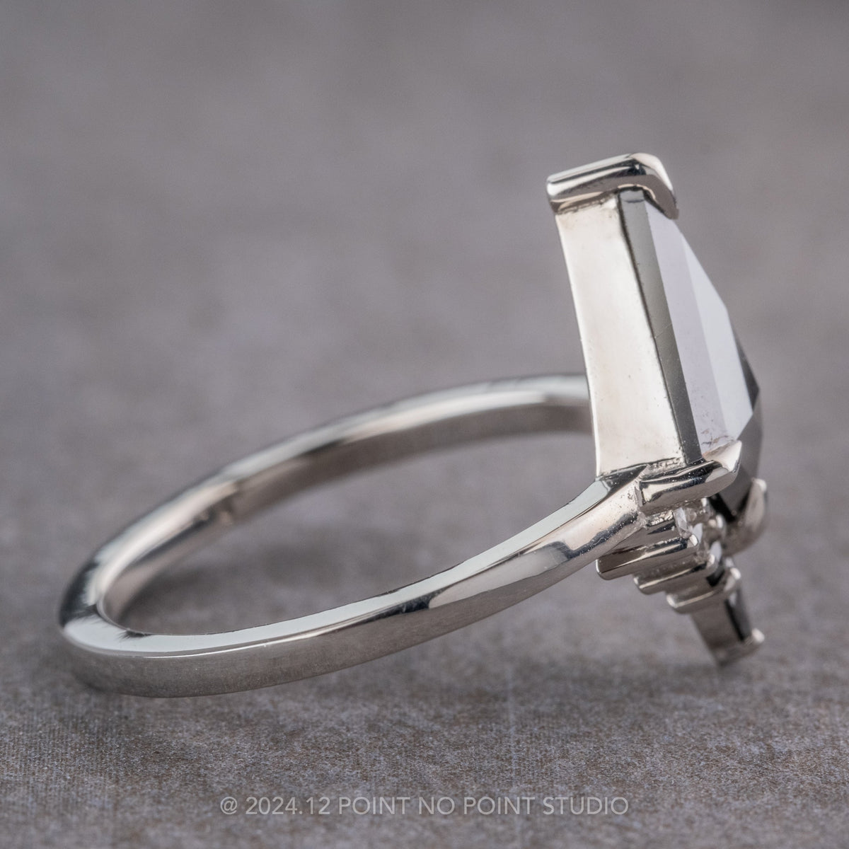 1.40 Carat Black Kite Diamond Engagement Ring, Ombre Ava Setting