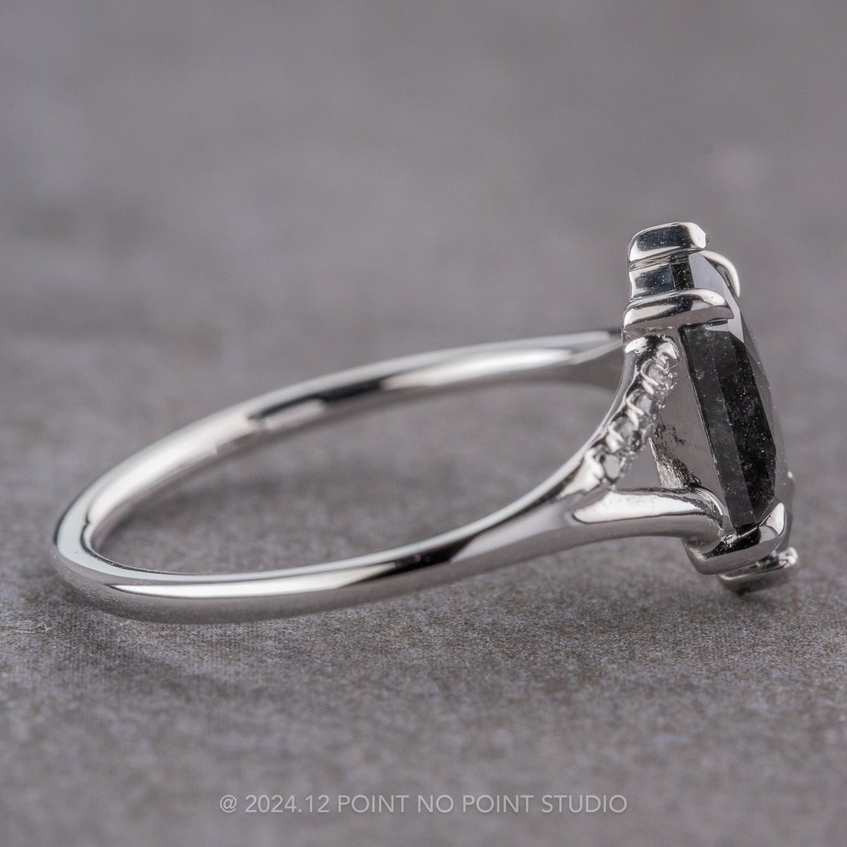 1.35 Carat Black Salt and Pepper Hexagon Diamond Engagement Ring, Ombre Sirena Setting